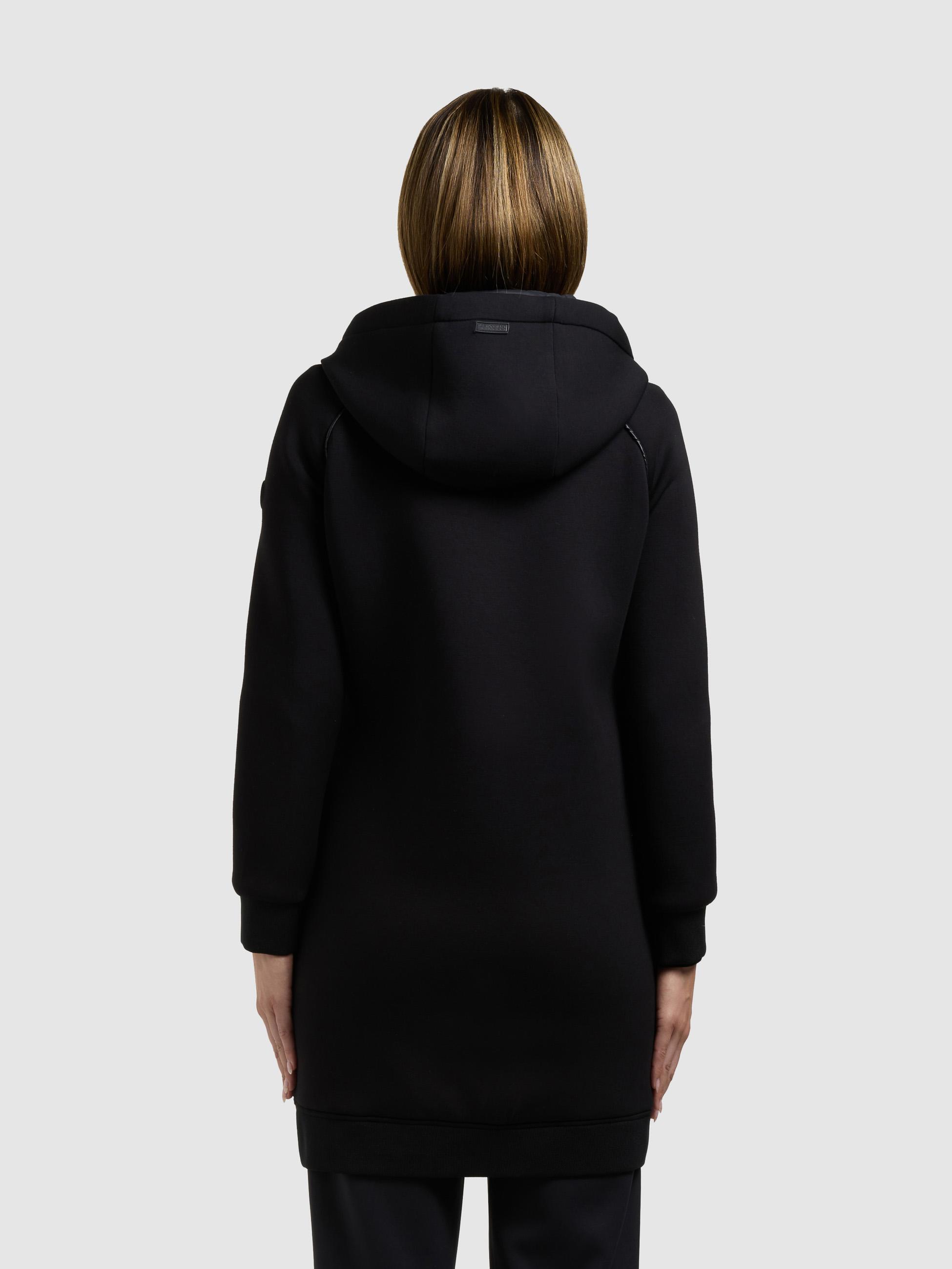 Materialmix-Mantel mit abnehmbarer Kapuze "Nora" Black