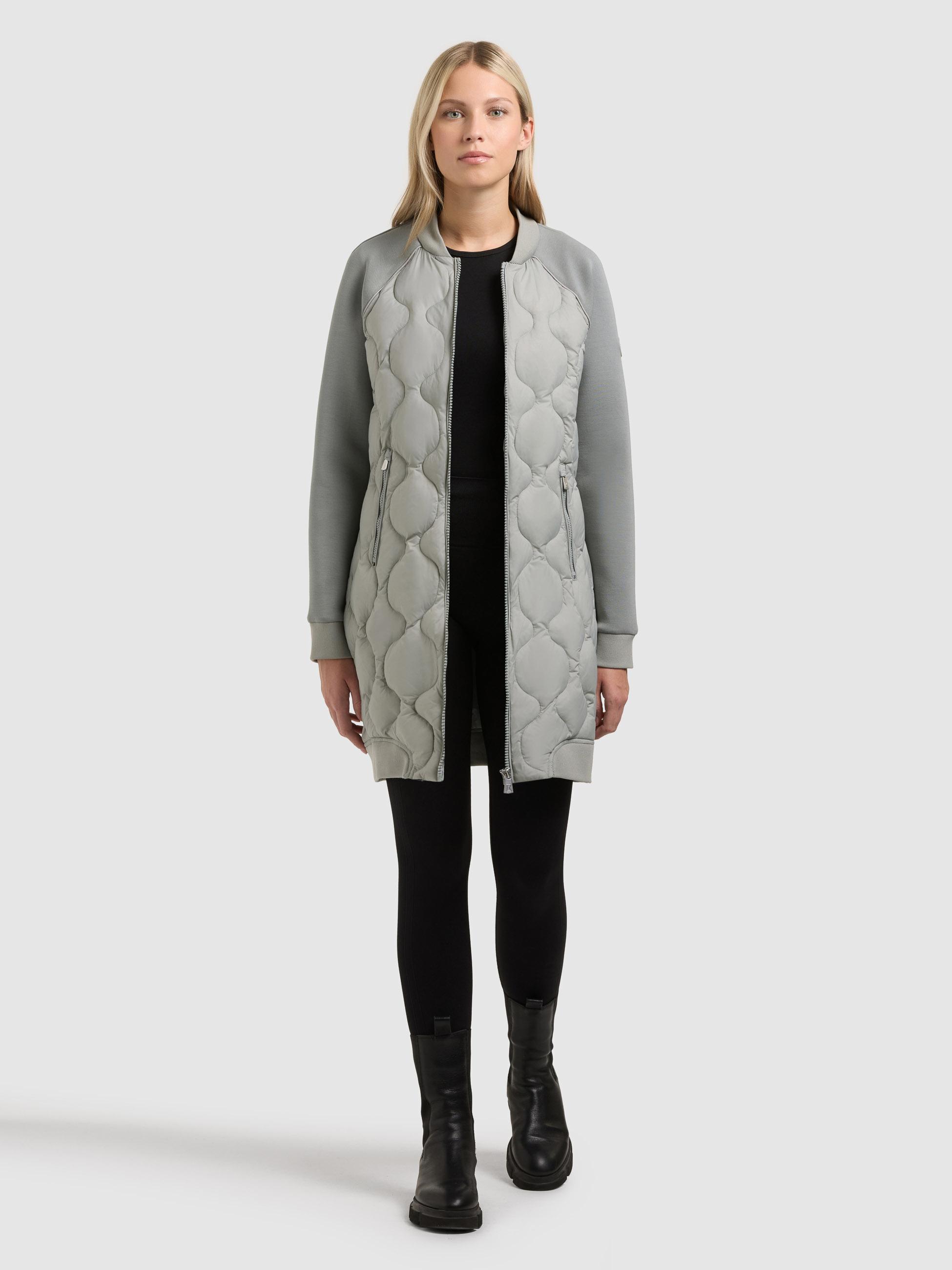 Materialmix-Mantel mit abnehmbarer Kapuze "Nora" Cloud Green