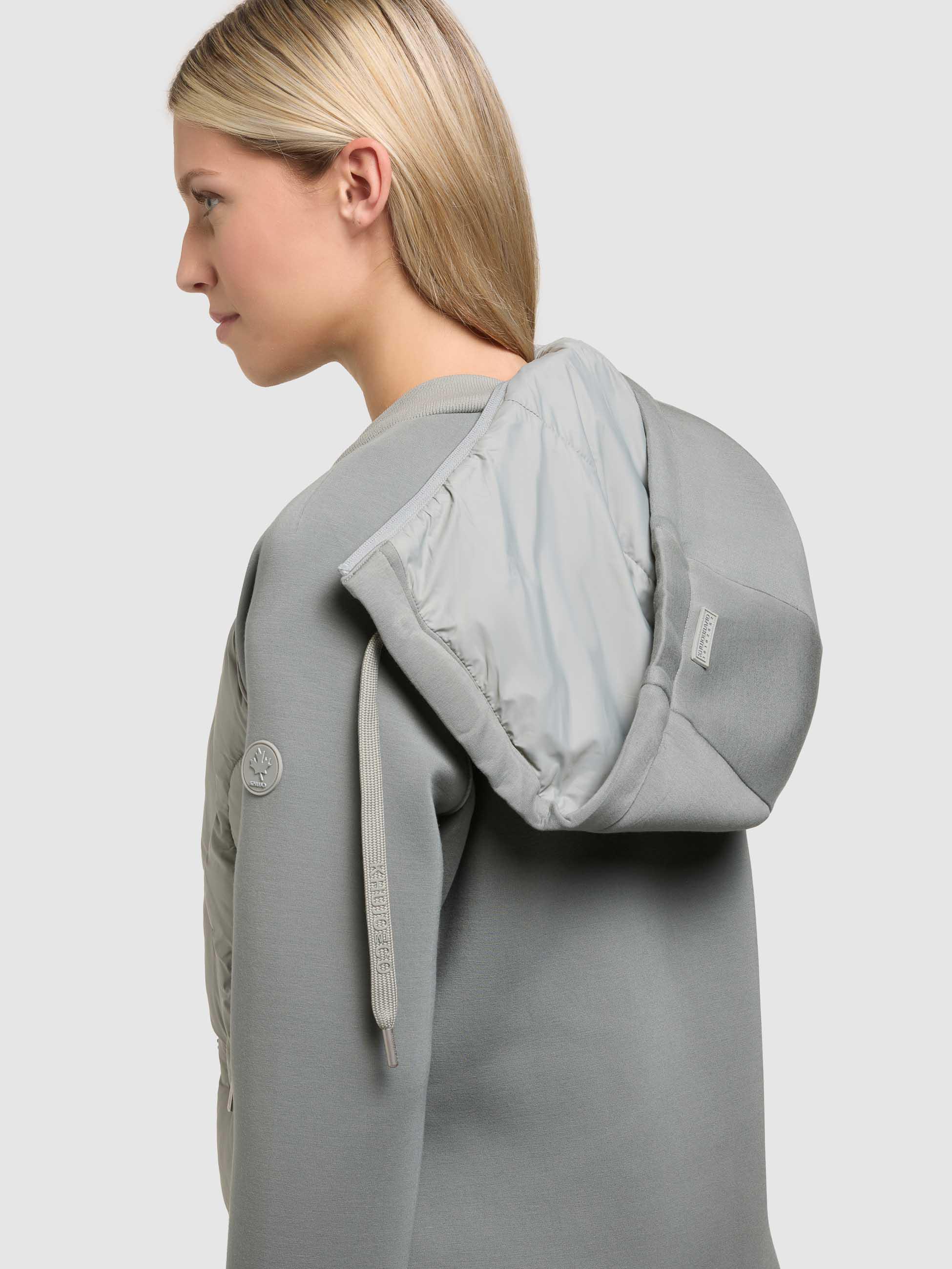 Materialmix-Mantel mit abnehmbarer Kapuze "Nora" Cloud Green