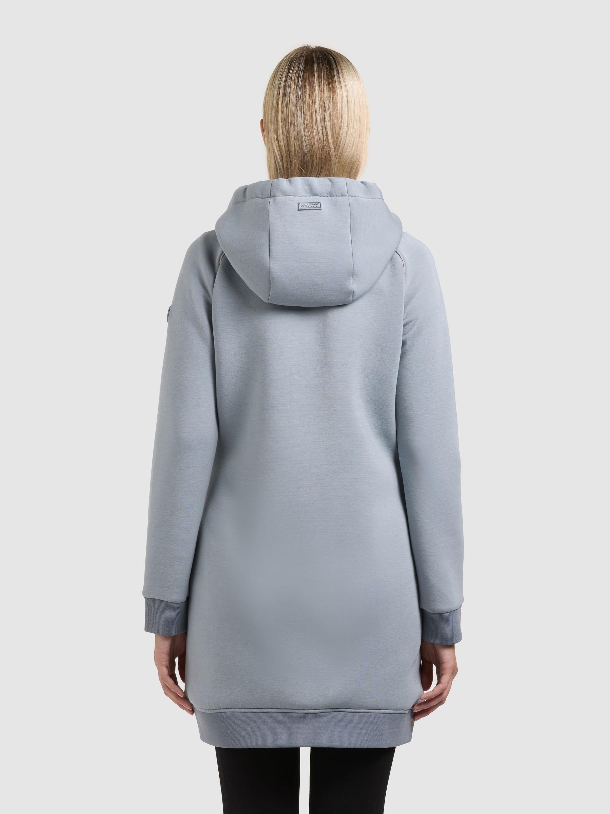 Materialmix-Mantel mit abnehmbarer Kapuze "Nora" Misty Blue