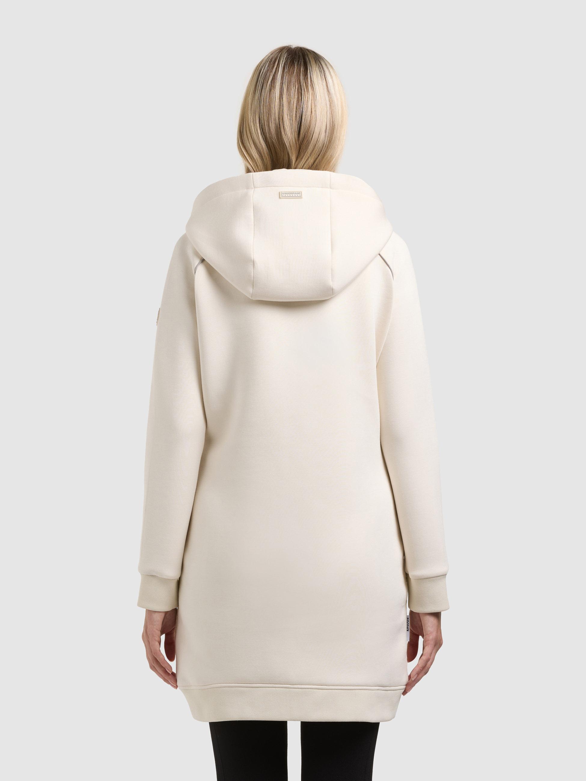 Materialmix-Mantel mit abnehmbarer Kapuze "Nora" Offwhite