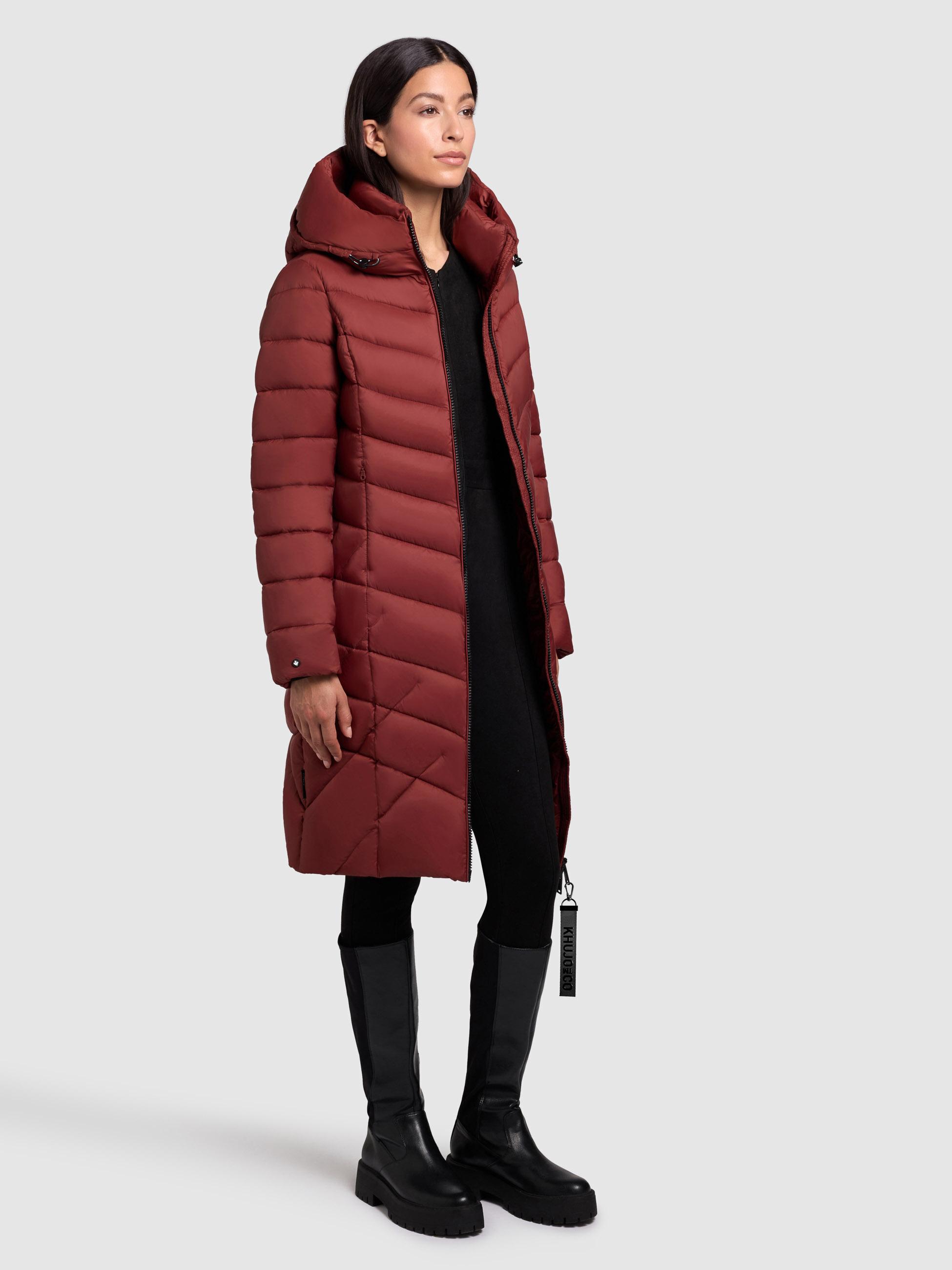 Steppmantel mit Kapuze und Schlüsselanhänger "Odana3-YM" Dark Red