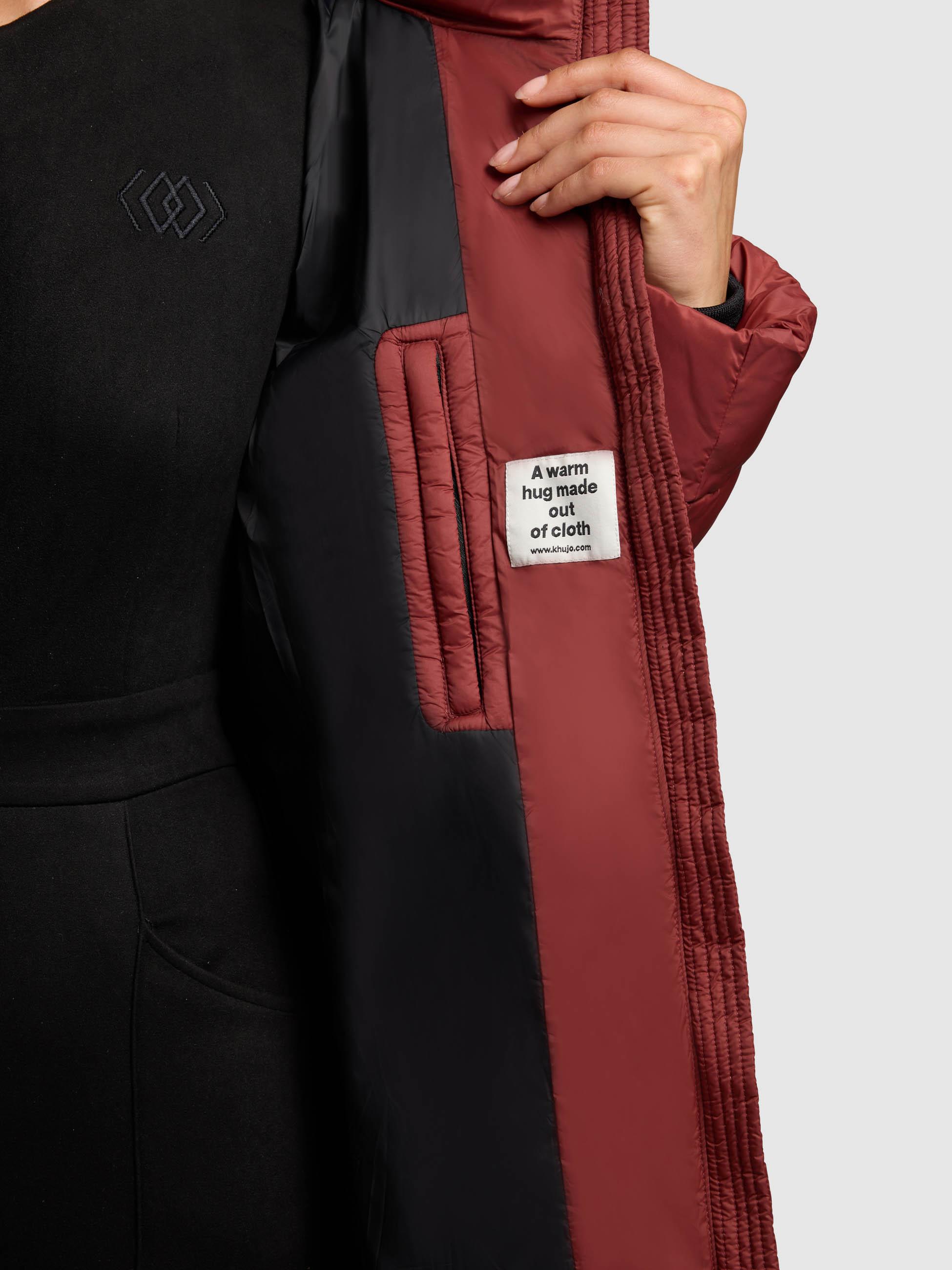Steppmantel mit Kapuze und Schlüsselanhänger "Odana3-YM" Dark Red