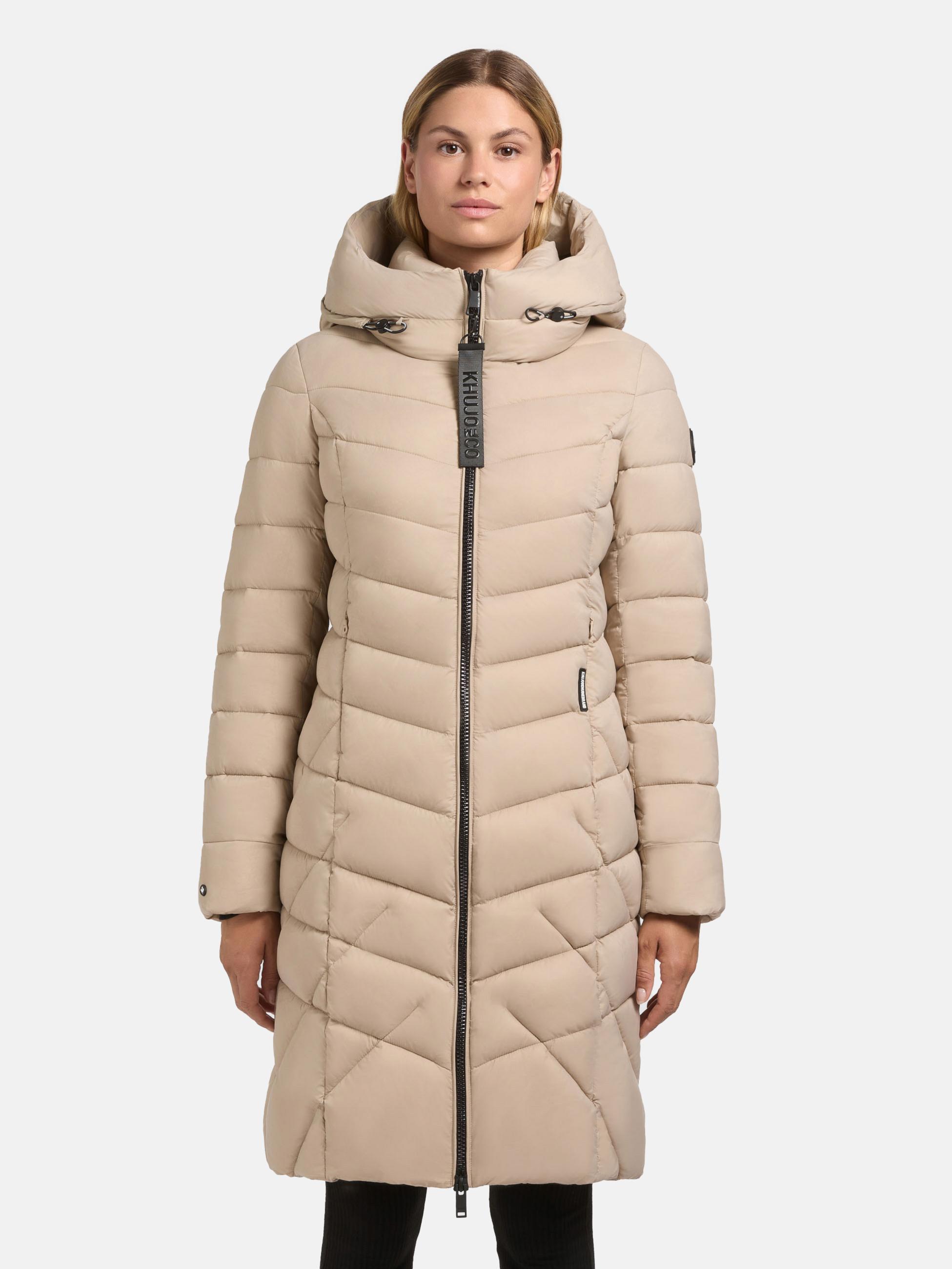 Steppmantel mit Kapuze und Schlüsselanhänger "Odana3-YM" Feather Beige