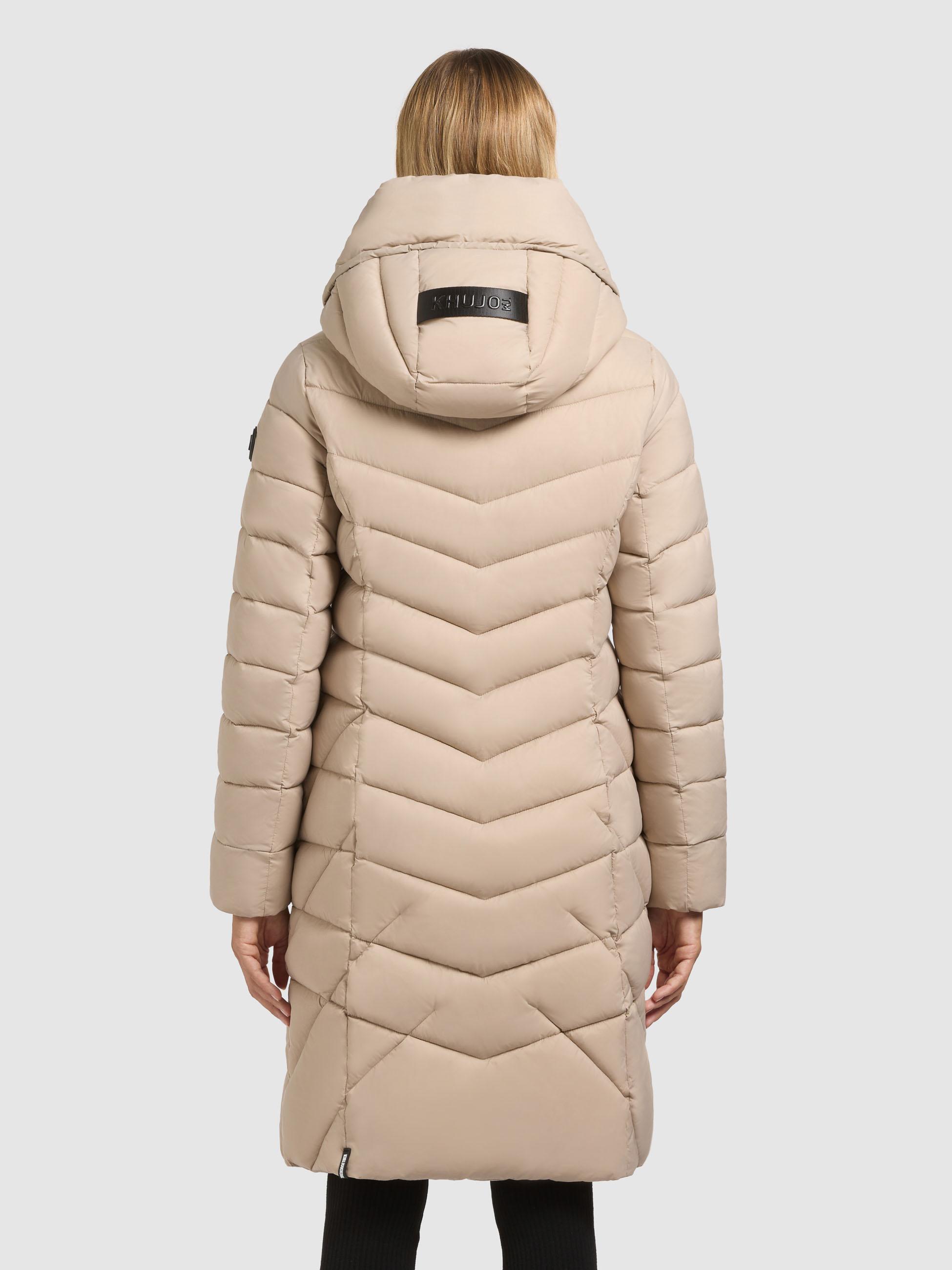 Steppmantel mit Kapuze und Schlüsselanhänger "Odana3-YM" Feather Beige