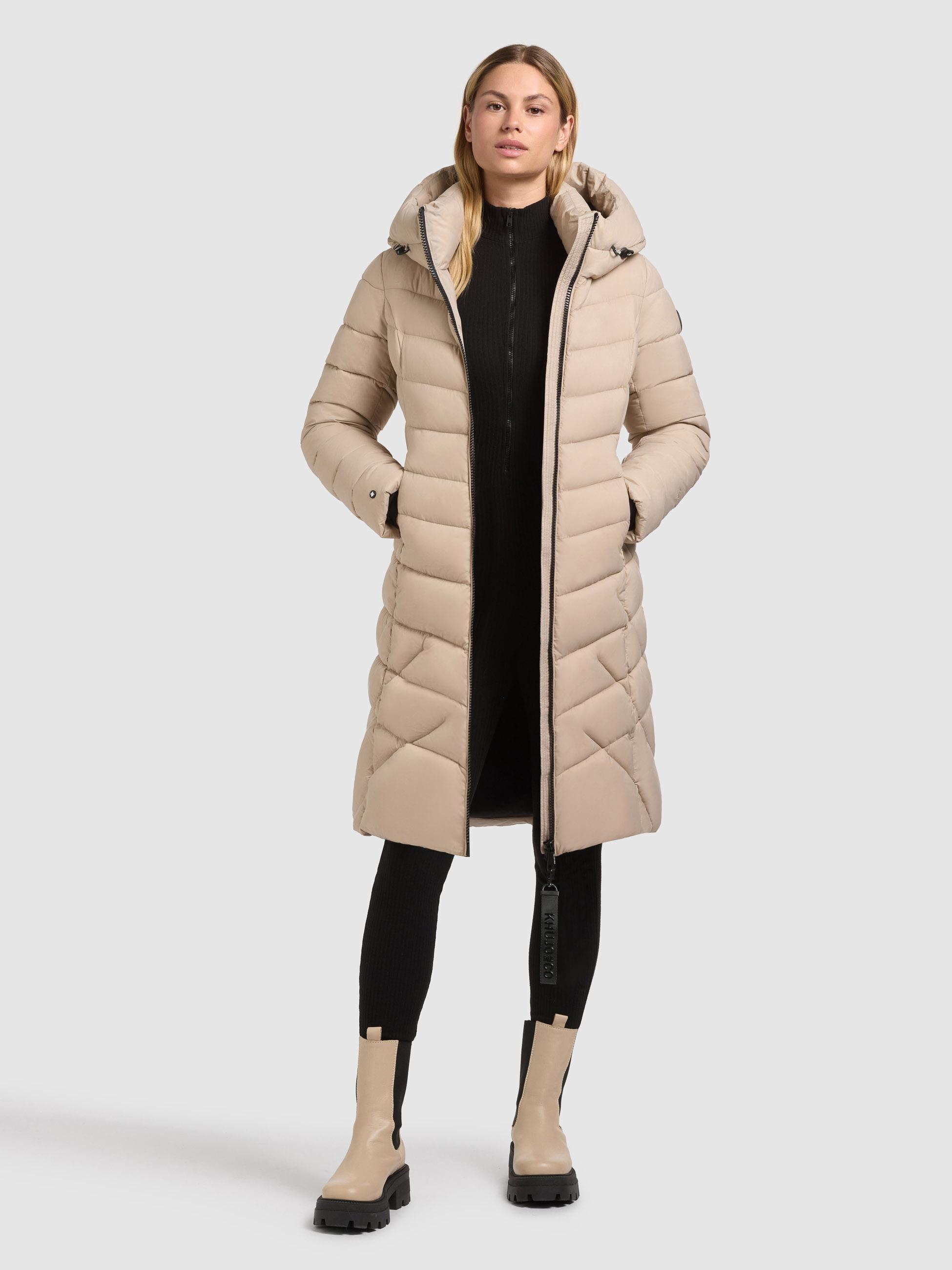 Steppmantel mit Kapuze und Schlüsselanhänger "Odana3-YM" Feather Beige