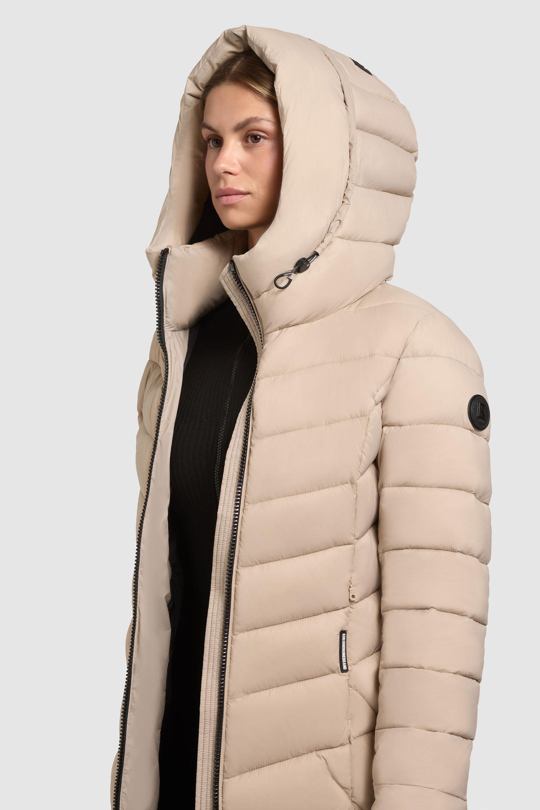 Steppmantel mit Kapuze und Schlüsselanhänger "Odana3-YM" Feather Beige