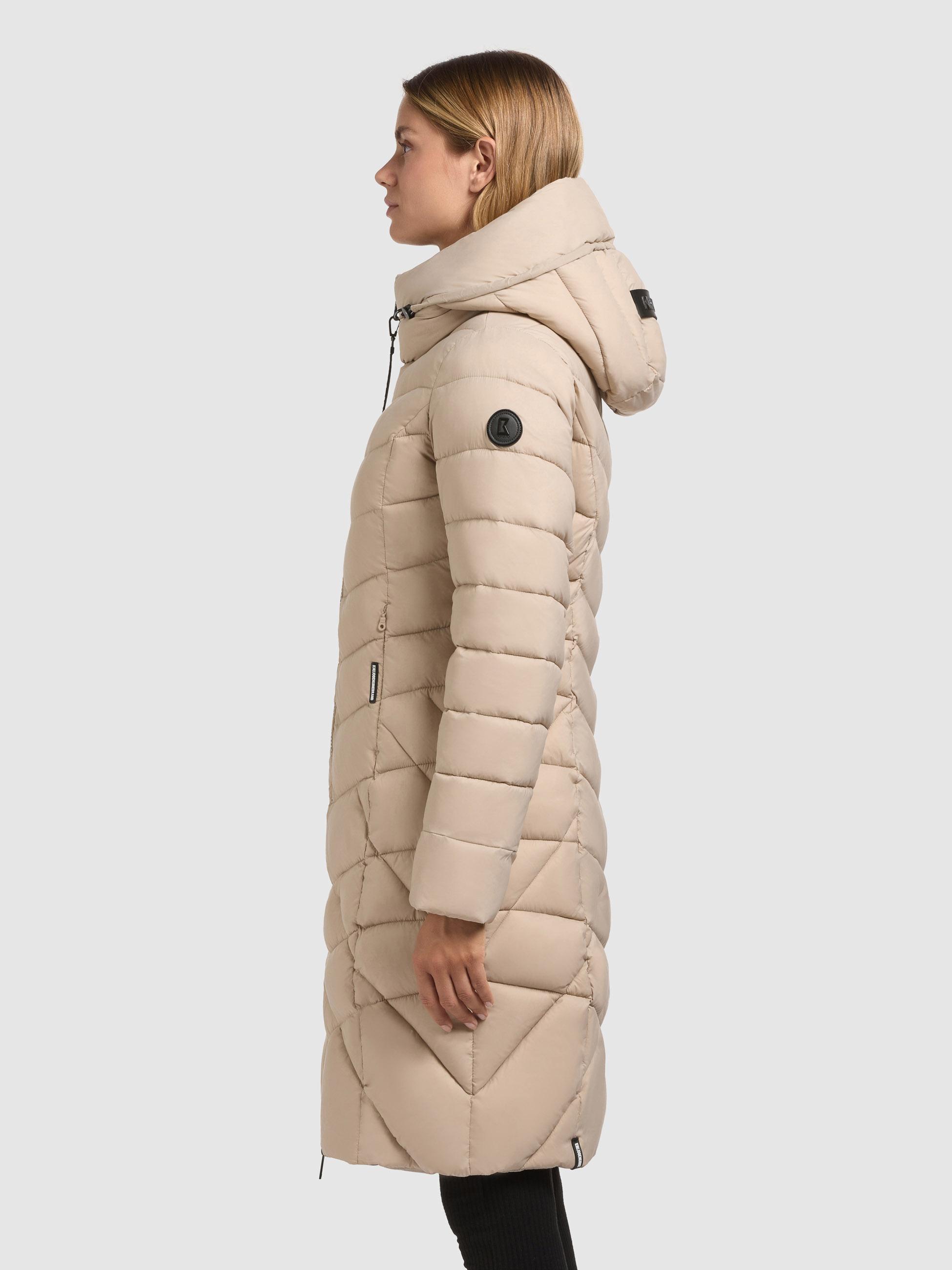 Steppmantel mit Kapuze und Schlüsselanhänger "Odana3-YM" Feather Beige