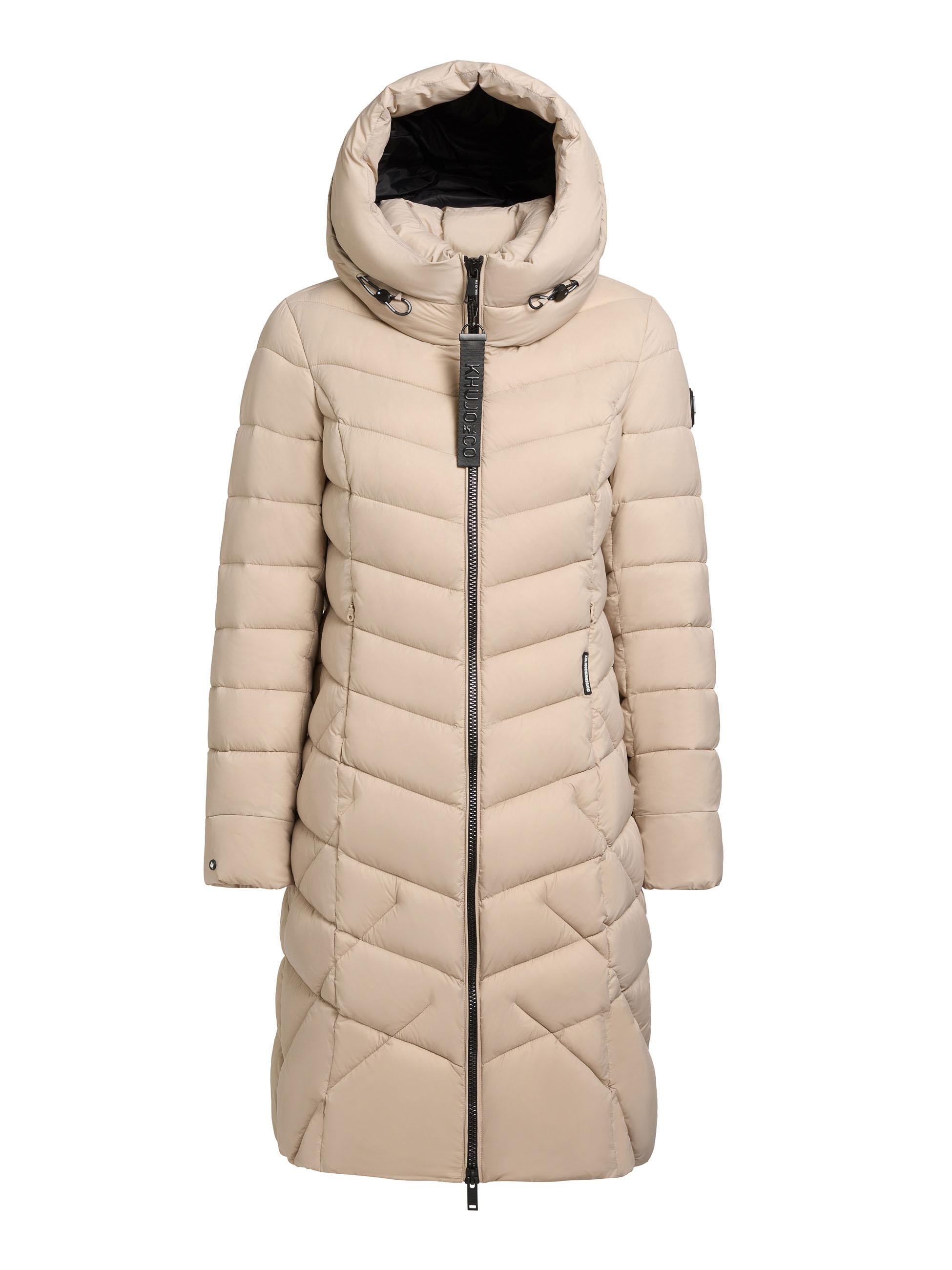 Steppmantel mit Kapuze und Schlüsselanhänger "Odana3-YM" Feather Beige