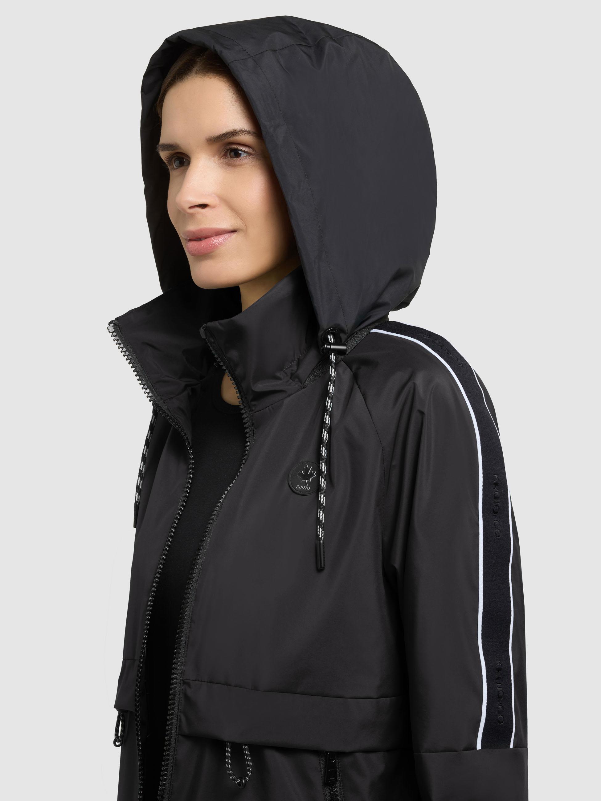 Leichte Übergangsjacke mit im Kragen verstaubarer Kapuze "Olia" Black