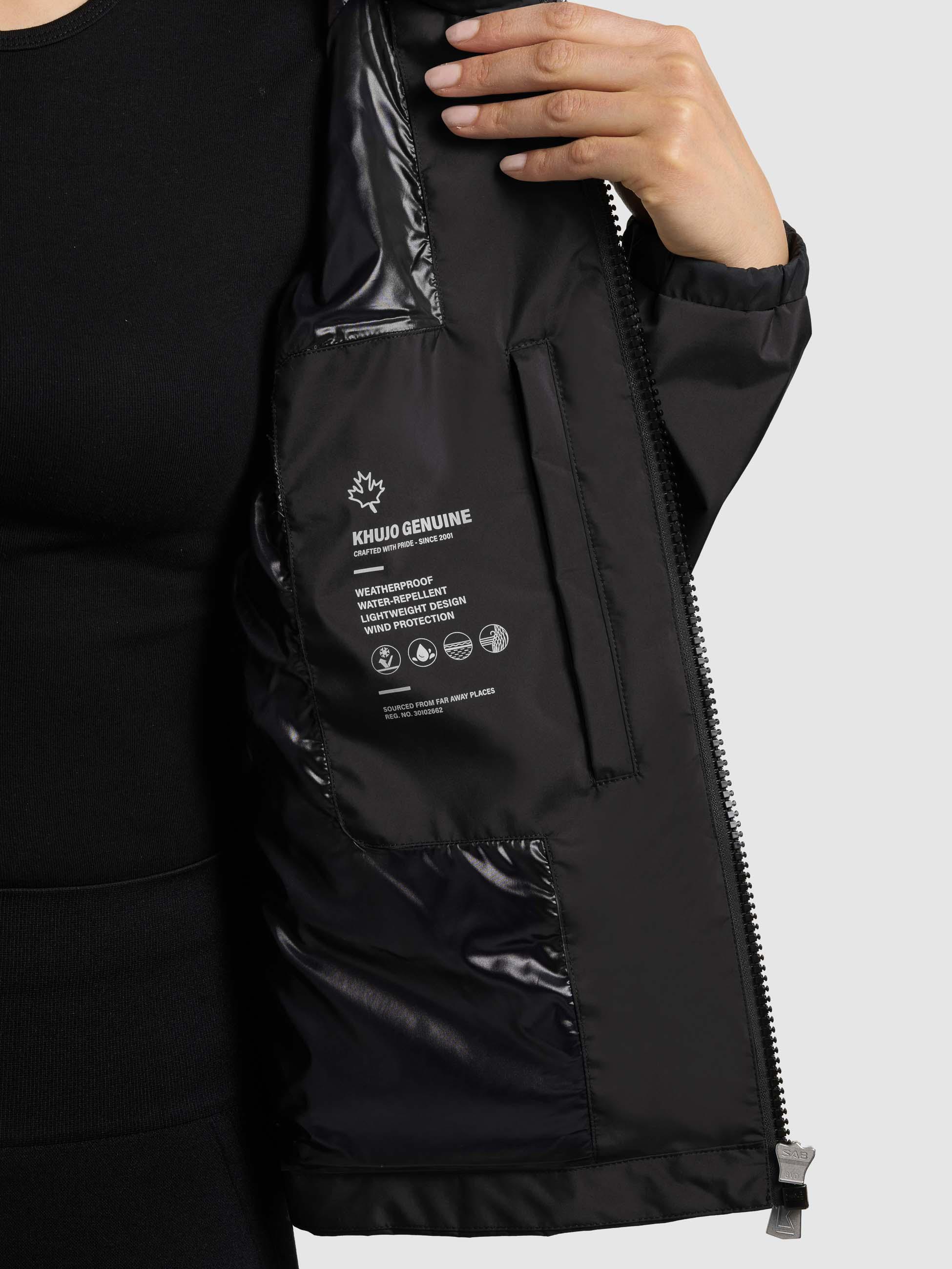 Leichte Übergangsjacke mit im Kragen verstaubarer Kapuze "Olia" Black