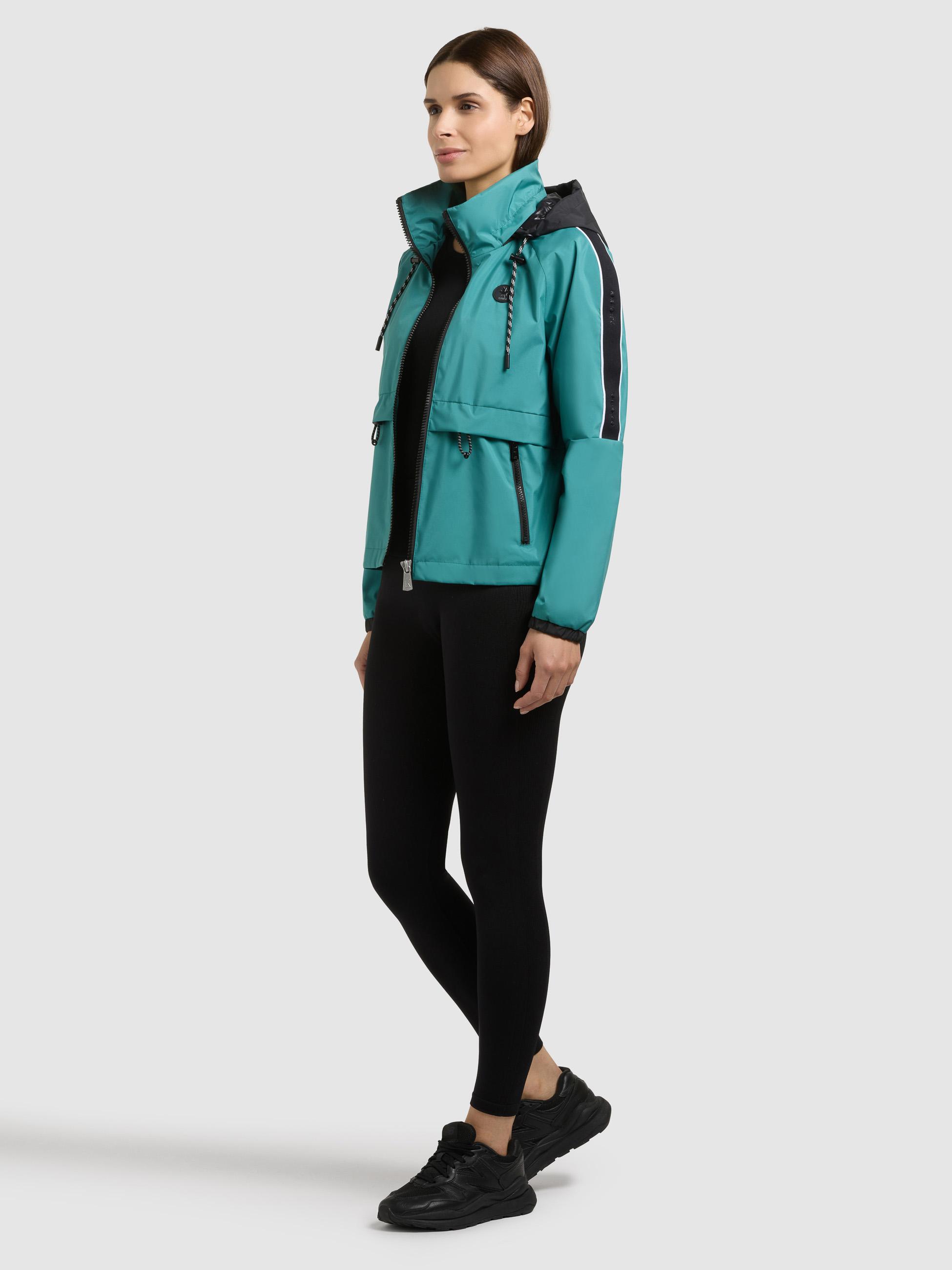 Leichte Übergangsjacke mit im Kragen verstaubarer Kapuze "Olia" North Sea Teal