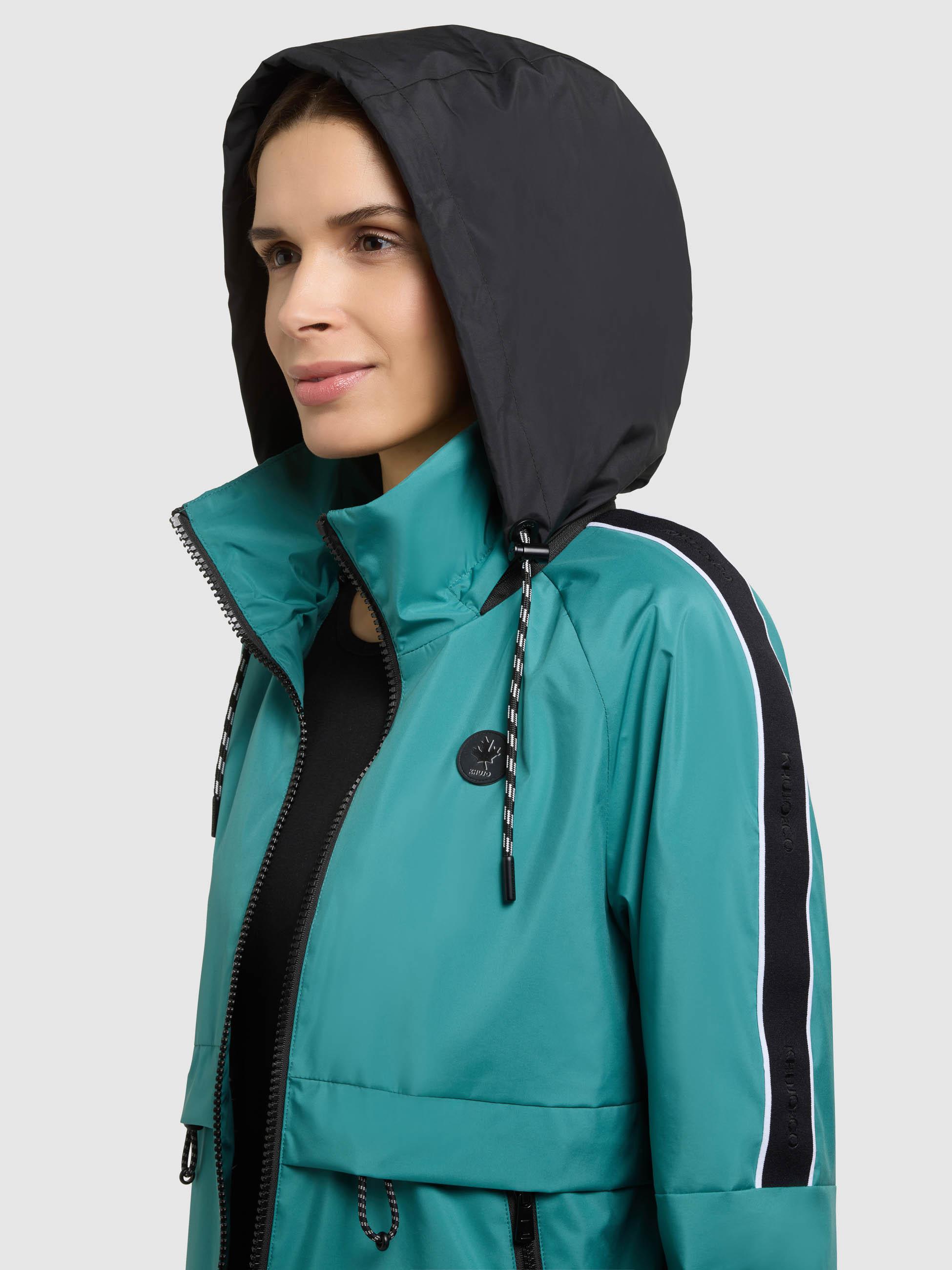 Leichte Übergangsjacke mit im Kragen verstaubarer Kapuze "Olia" North Sea Teal