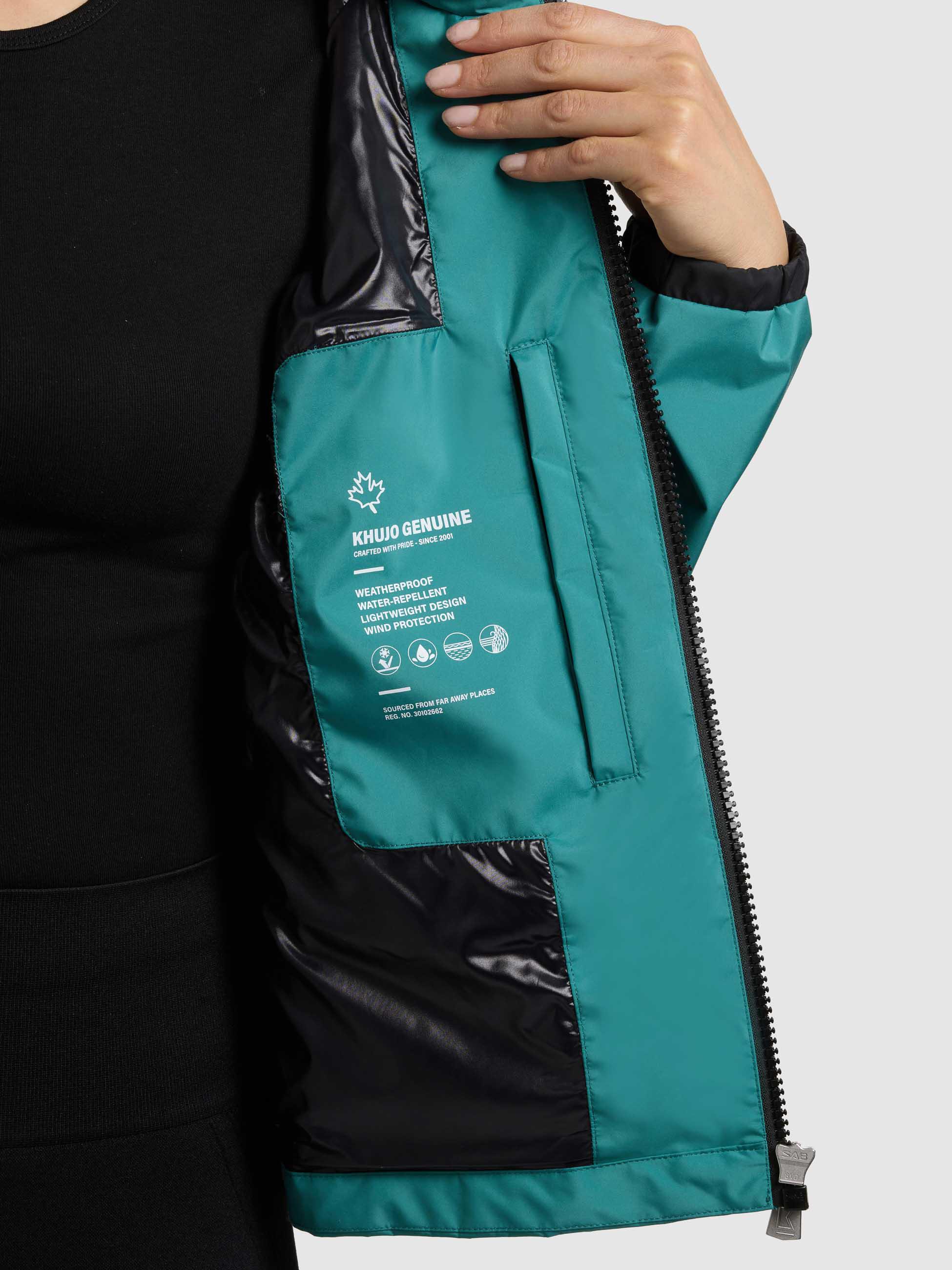 Leichte Übergangsjacke mit im Kragen verstaubarer Kapuze "Olia" North Sea Teal