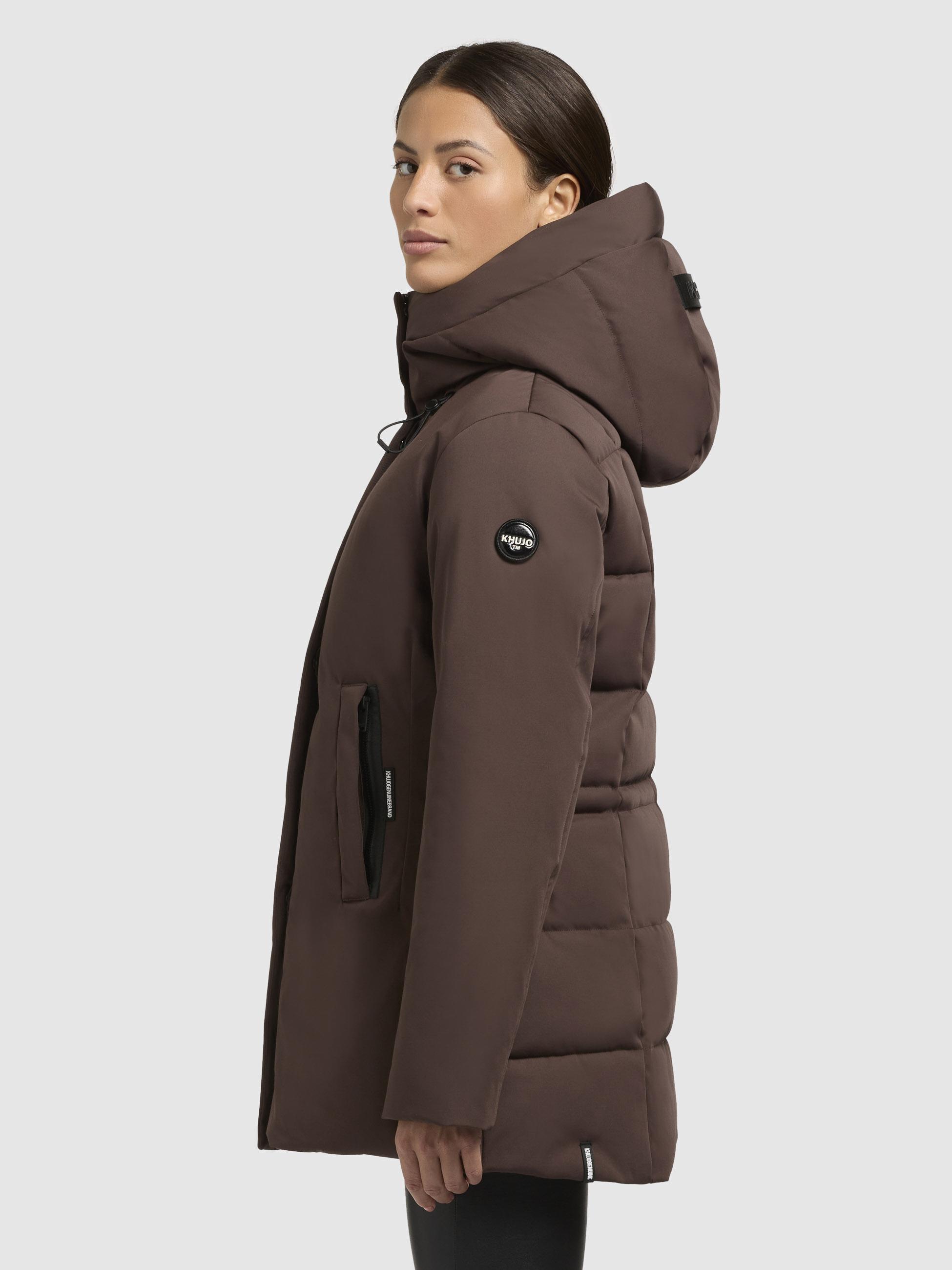 Warme Winterjacke mit gesteppter Rückseite und innenliegenden Trägern "Palla-YM" Dark Brown