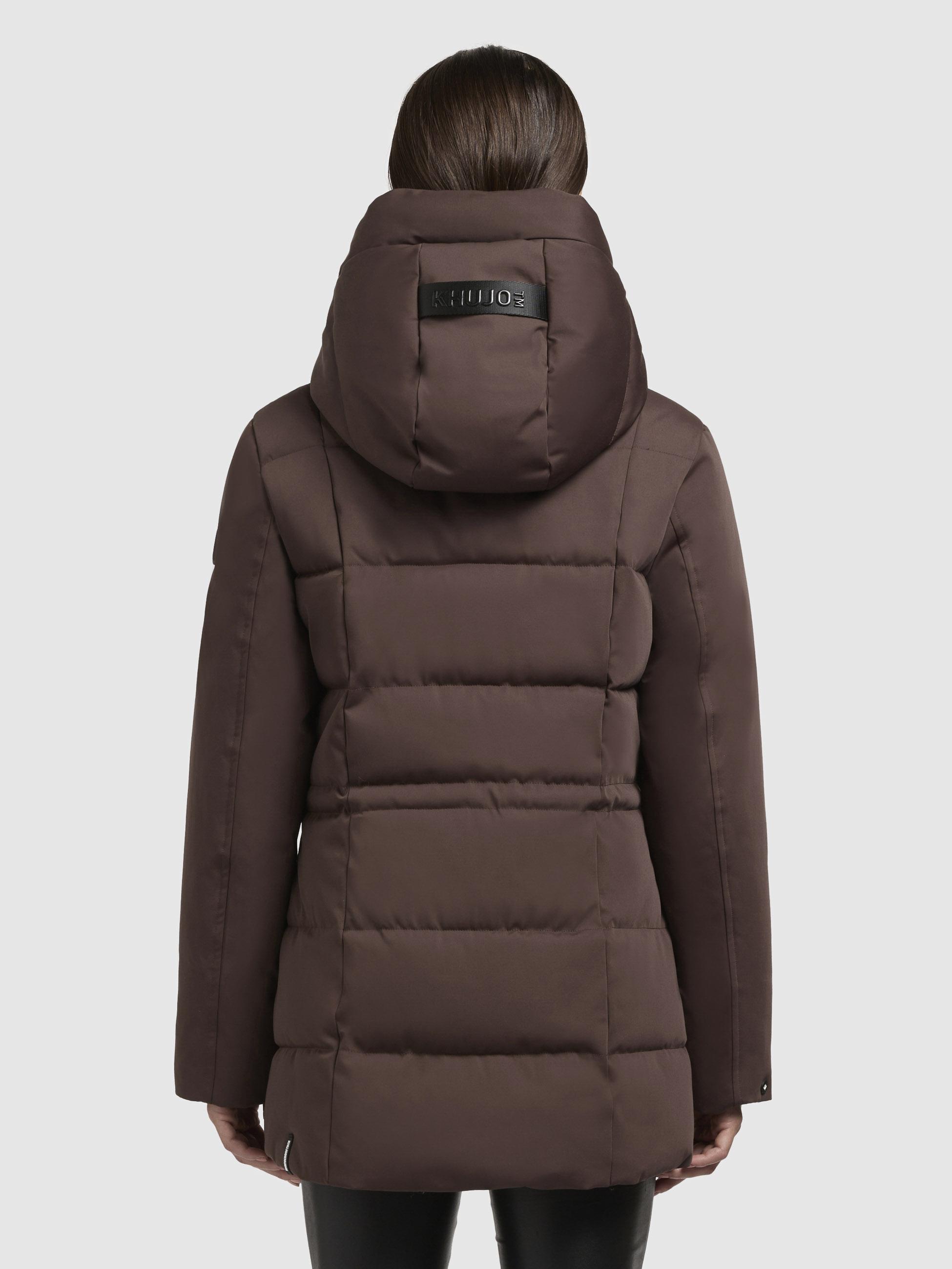 Warme Winterjacke mit gesteppter Rückseite und innenliegenden Trägern "Palla-YM" Dark Brown