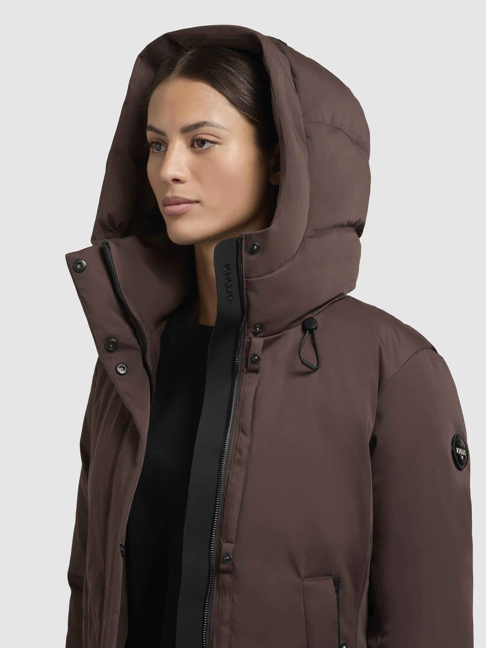 Warme Winterjacke mit gesteppter Rückseite und innenliegenden Trägern "Palla-YM" Dark Brown