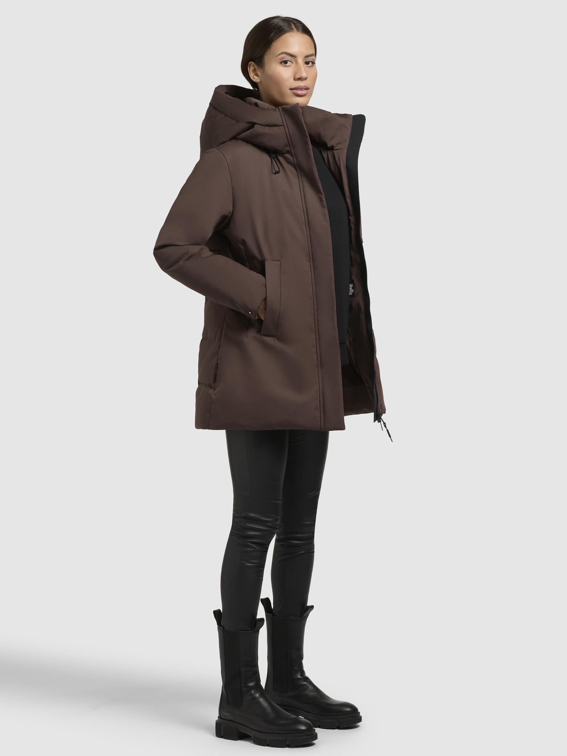 Warme Winterjacke mit gesteppter Rückseite und innenliegenden Trägern "Palla-YM" Dark Brown