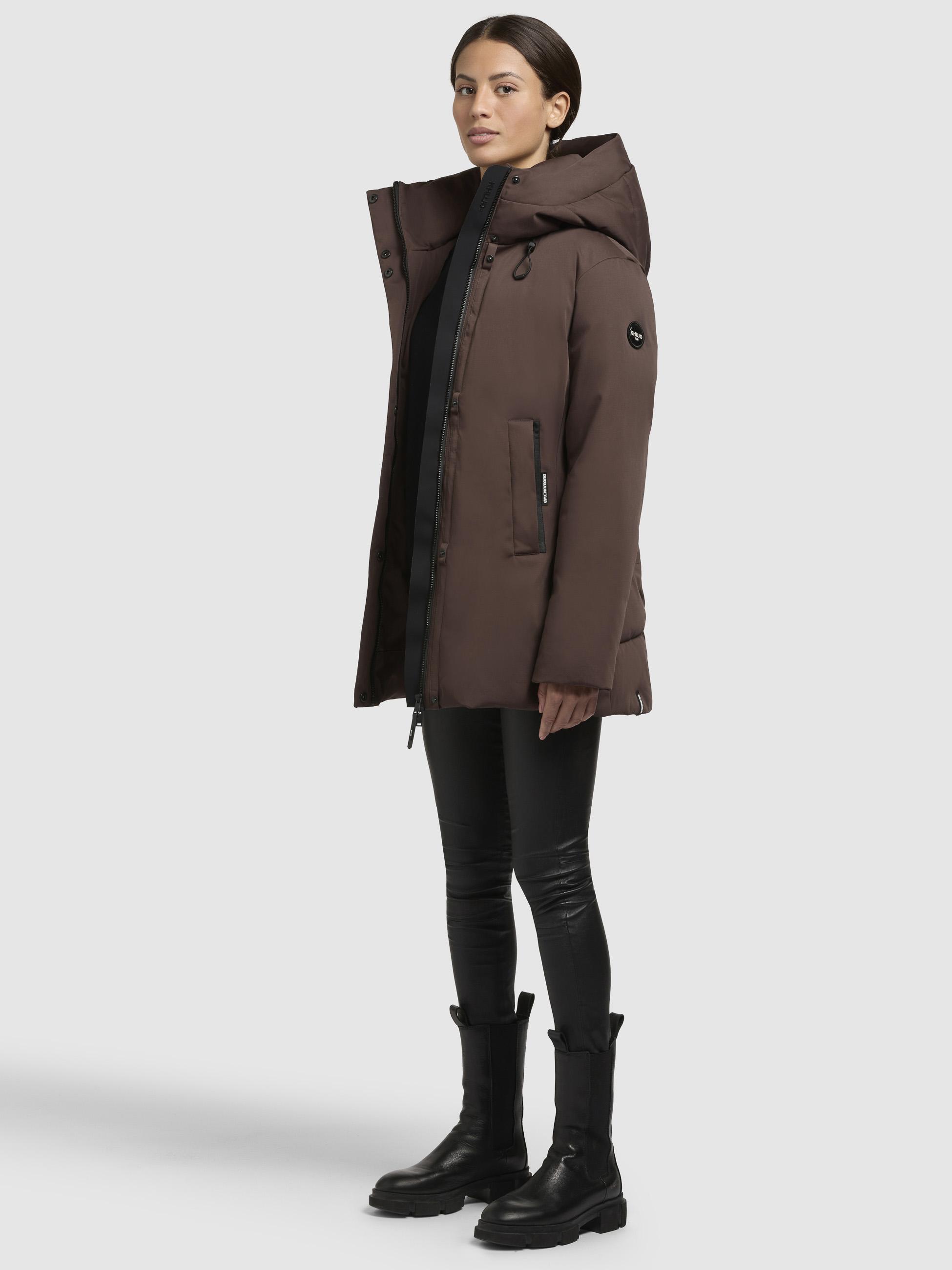 Warme Winterjacke mit gesteppter Rückseite und innenliegenden Trägern "Palla-YM" Dark Brown