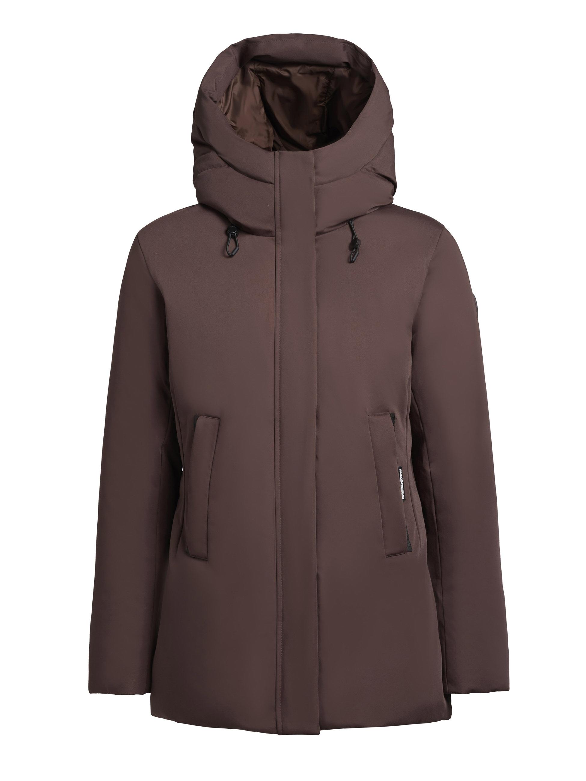 Warme Winterjacke mit gesteppter Rückseite und innenliegenden Trägern "Palla-YM" Dark Brown