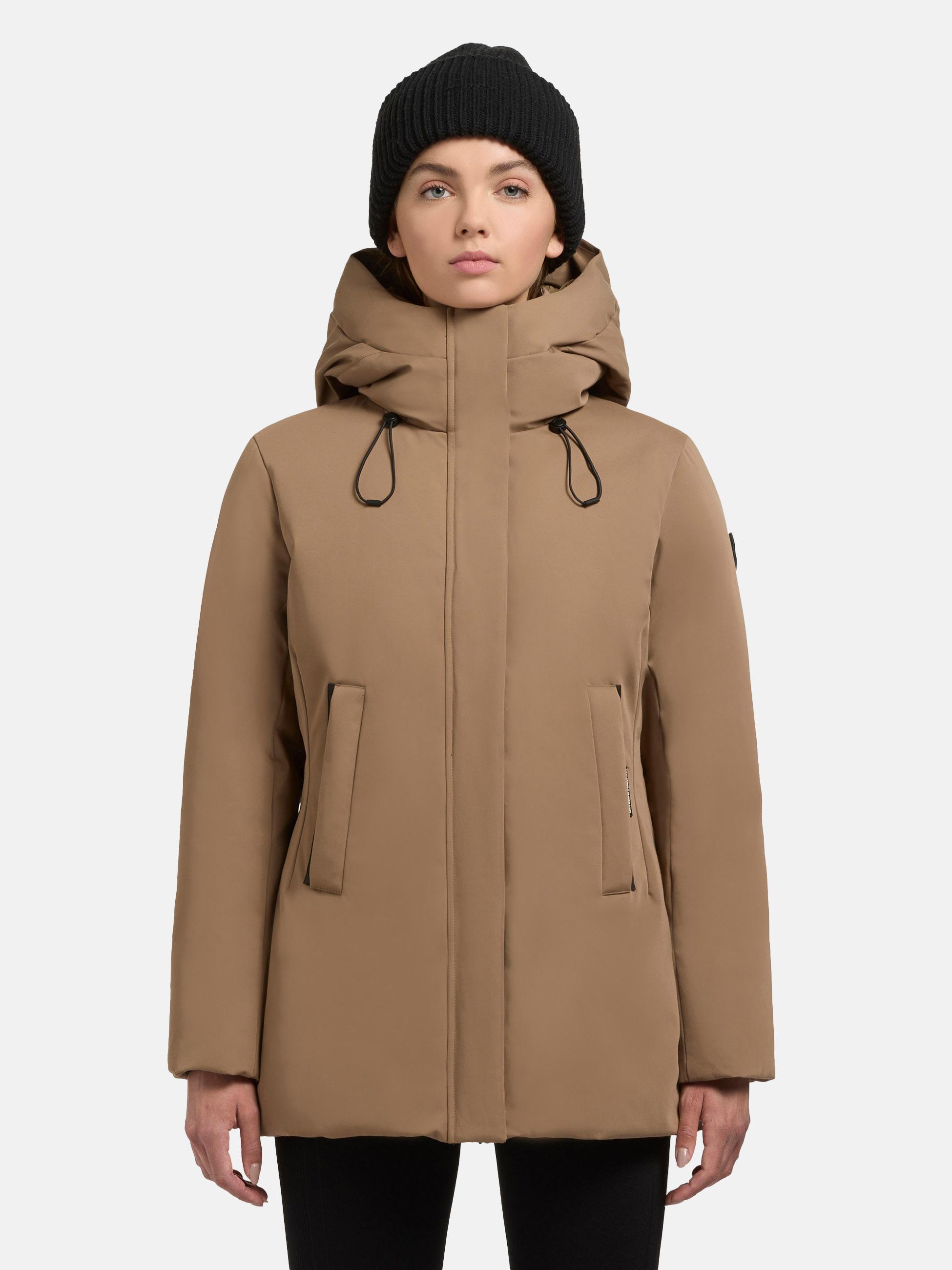 Warme Winterjacke mit gesteppter Rückseite und innenliegenden Trägern "Palla-YM" Indian Nougat