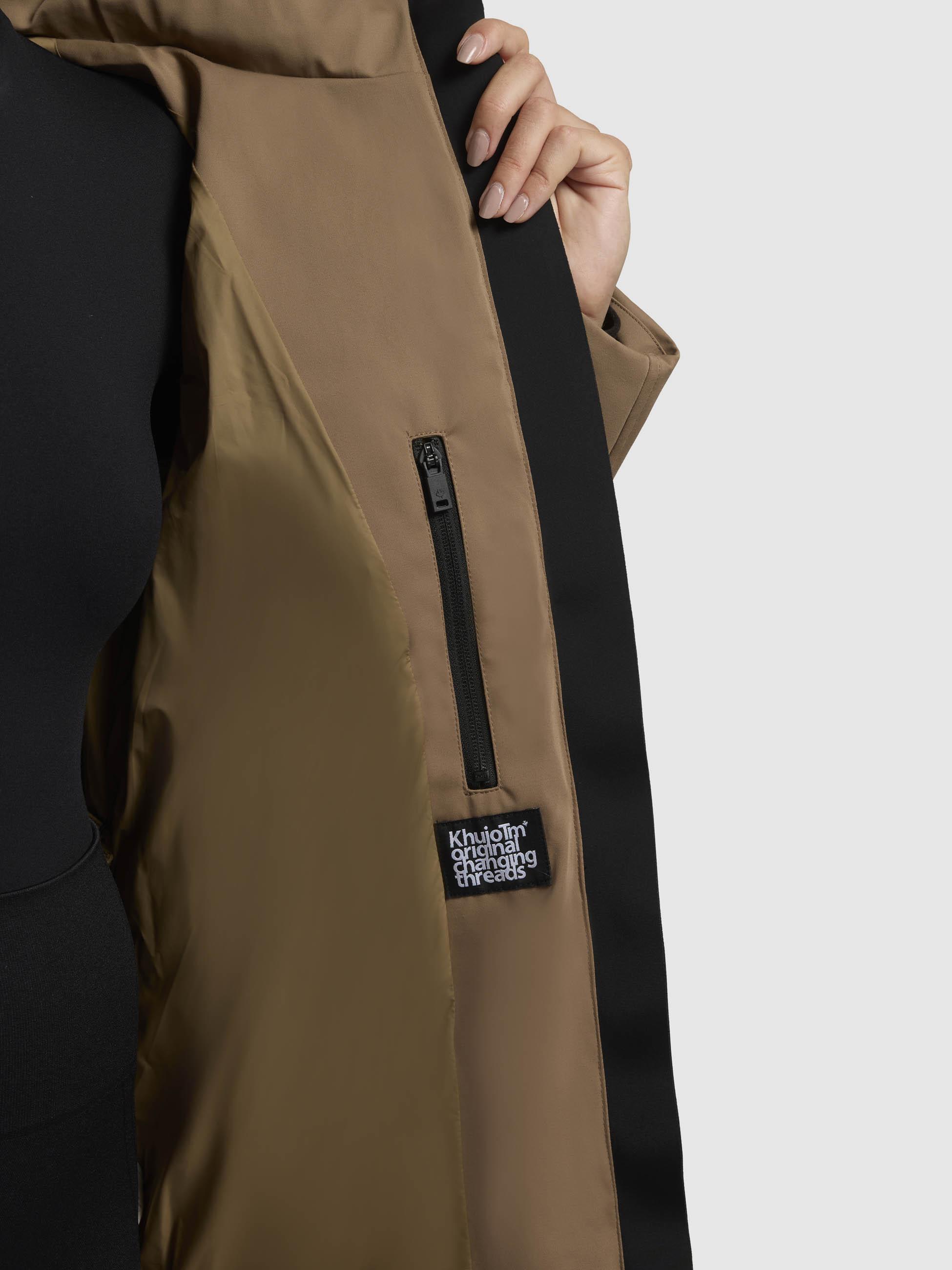 Warme Winterjacke mit gesteppter Rückseite und innenliegenden Trägern "Palla-YM" Indian Nougat