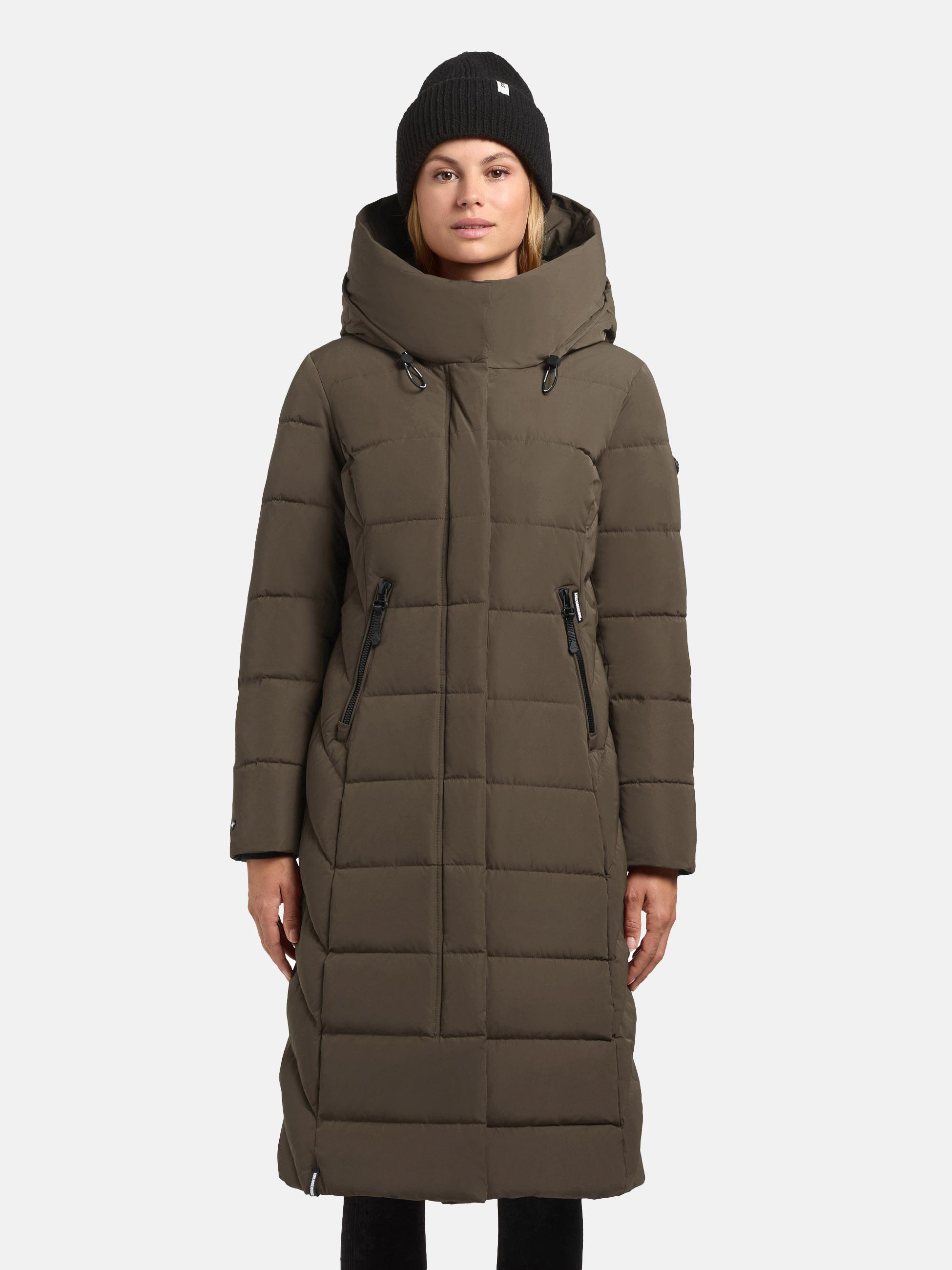 Warmer Steppmantel mit Kapuze "Sensy-YM" Dark Green