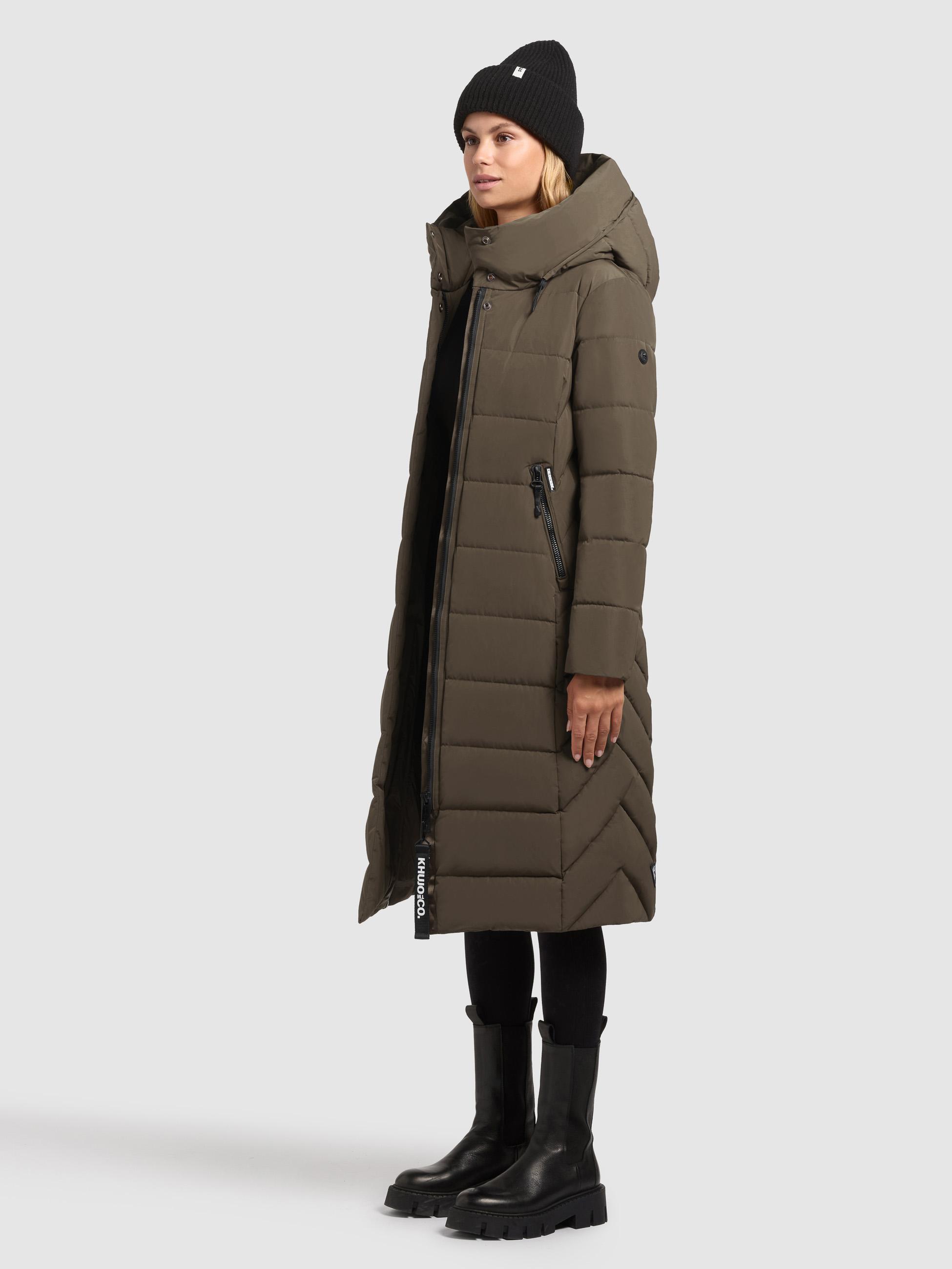 Warmer Steppmantel mit Kapuze "Sensy-YM" Dark Green