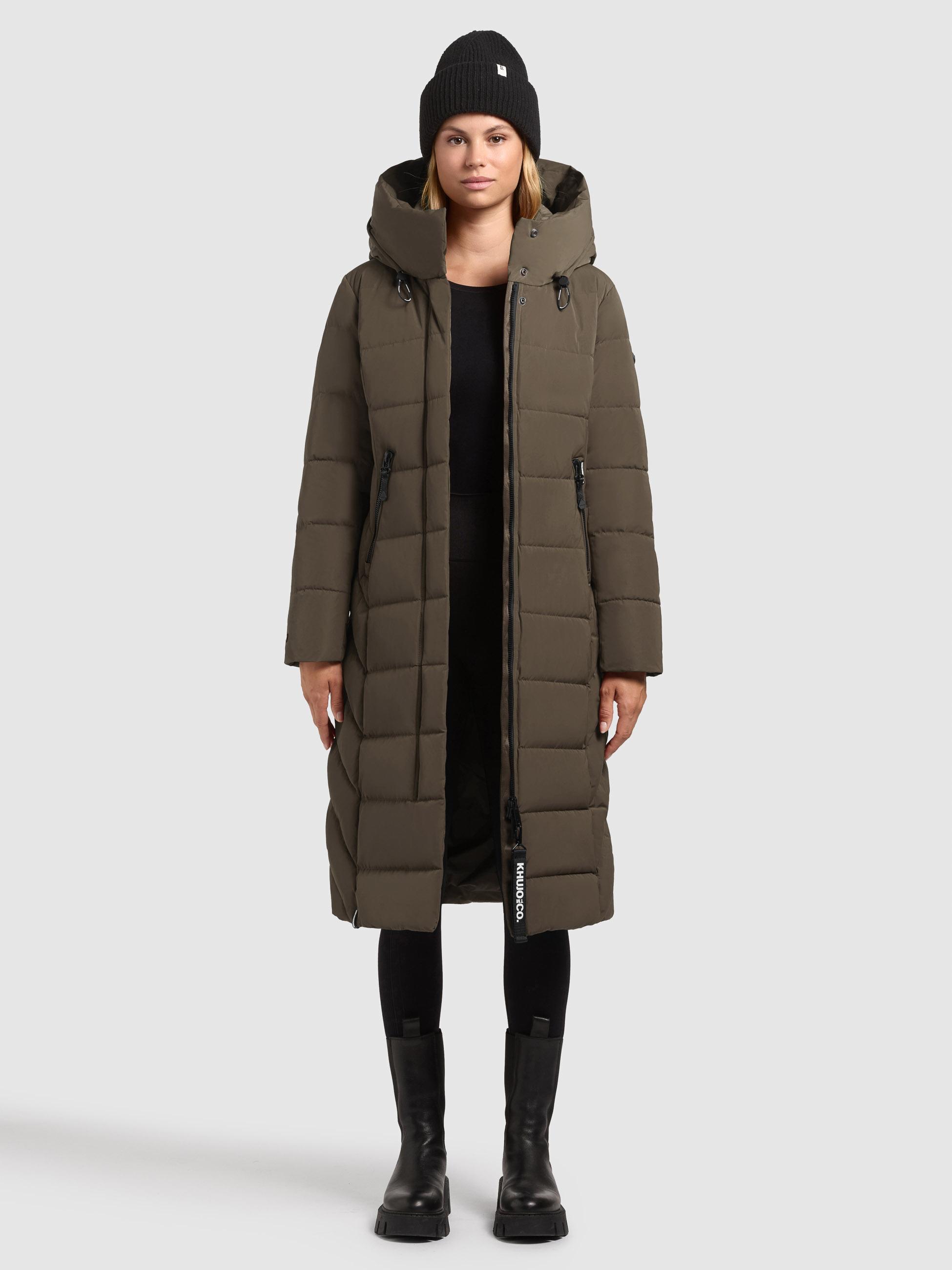 Warmer Steppmantel mit Kapuze "Sensy-YM" Dark Green