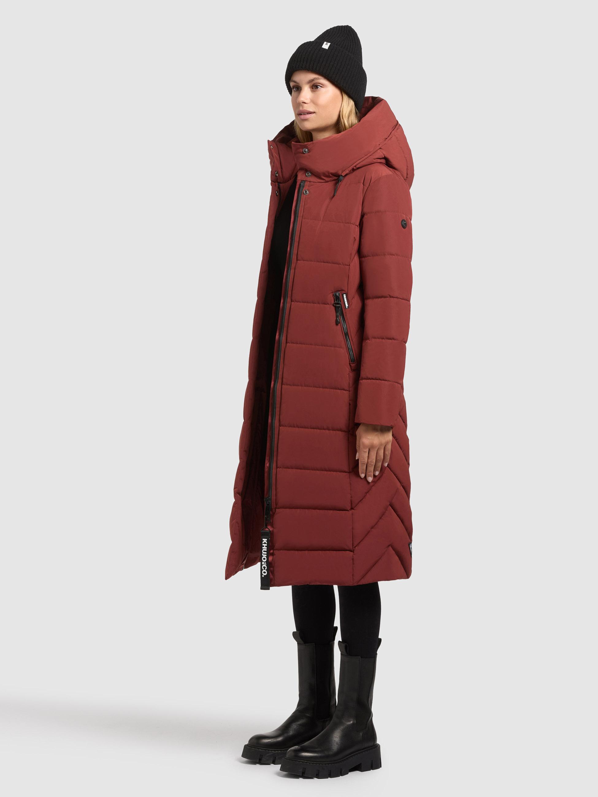Warmer Steppmantel mit Kapuze "Sensy-YM" Dark Red