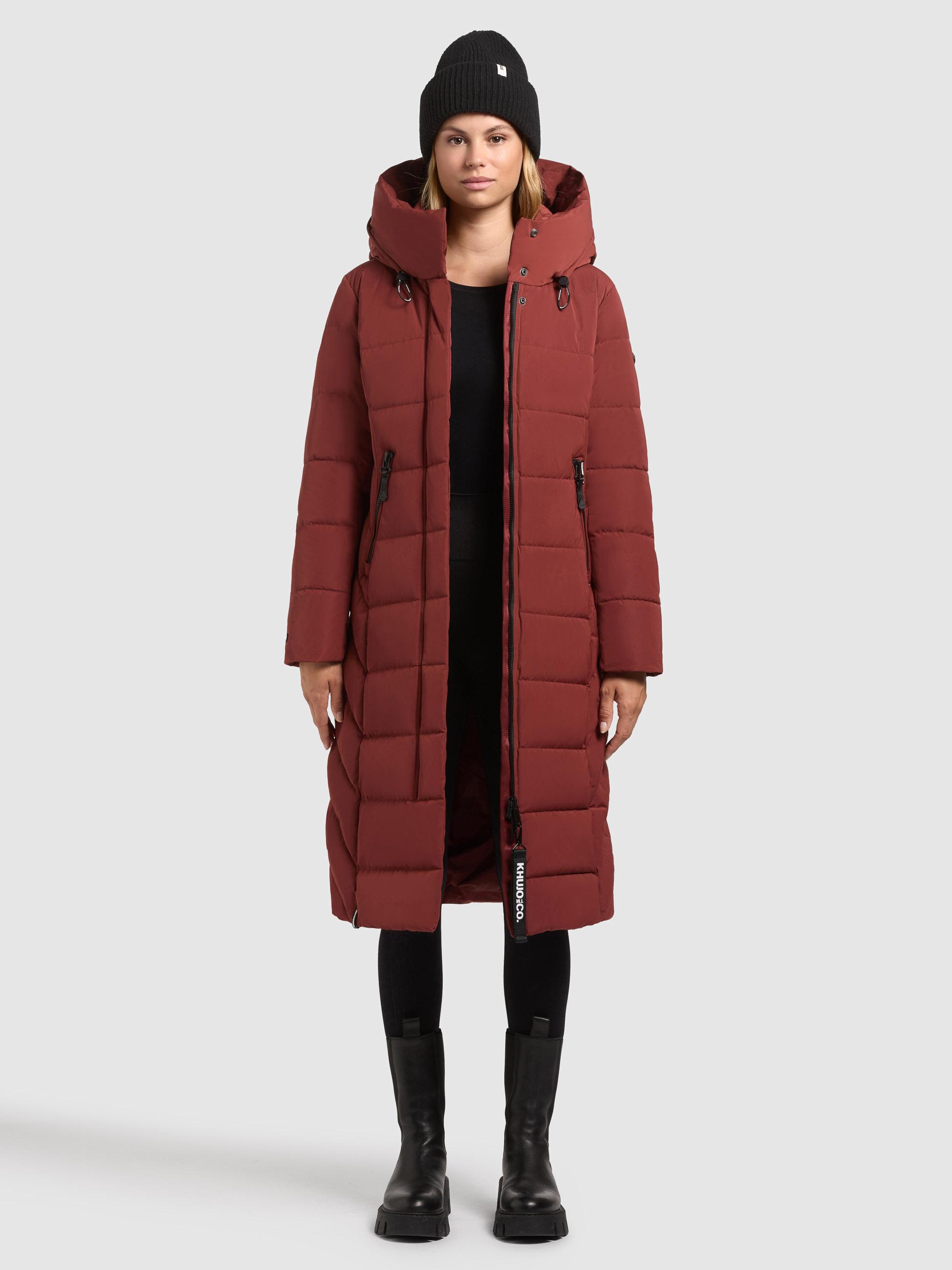 Warmer Steppmantel mit Kapuze "Sensy-YM" Dark Red