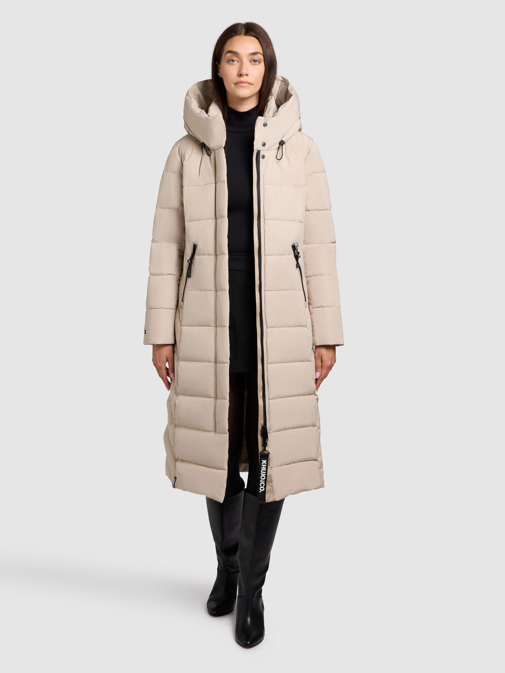 Warmer Steppmantel mit Kapuze Sensy-YM Feather Beige