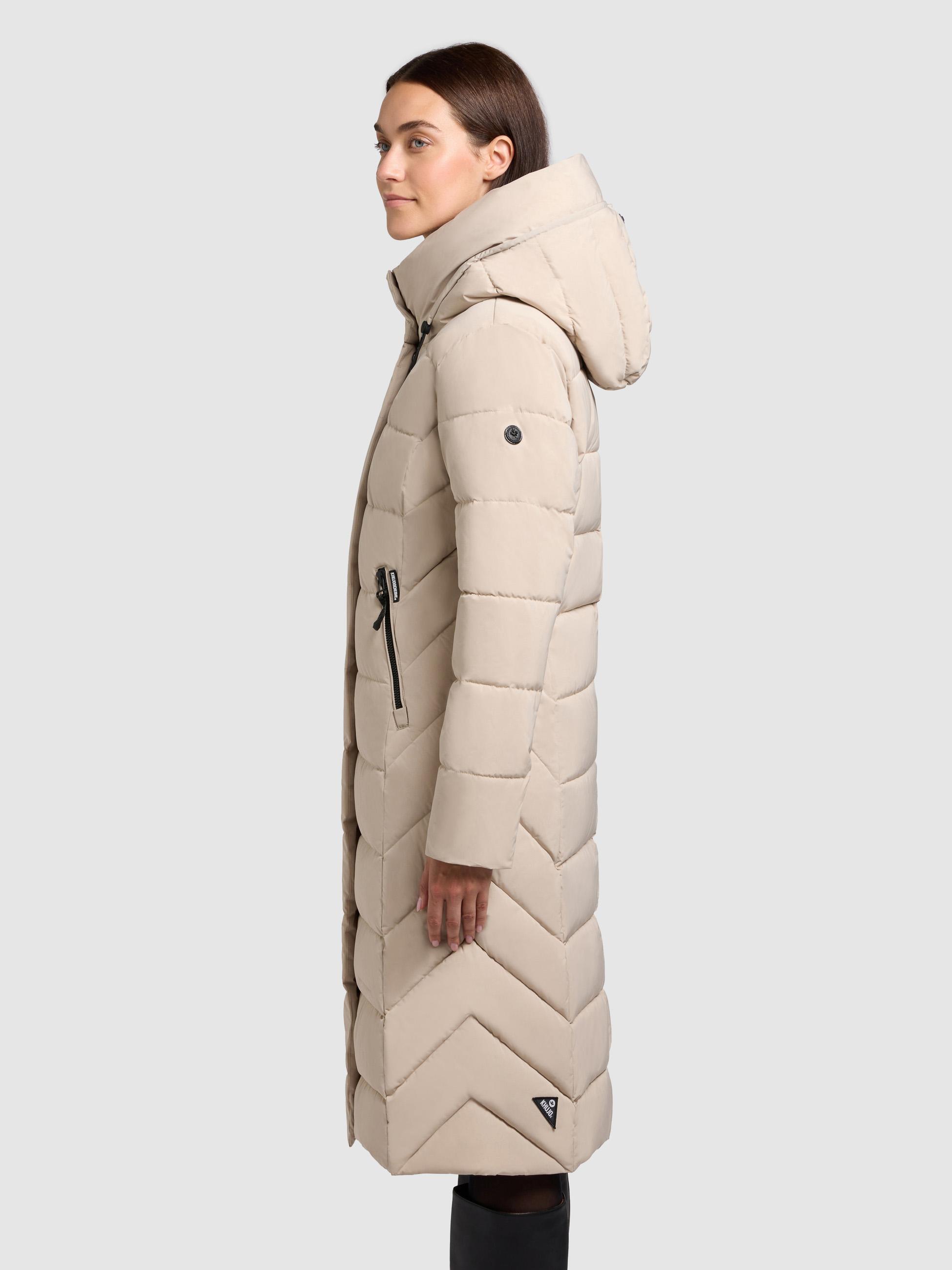 Warmer Steppmantel mit Kapuze Sensy-YM Feather Beige