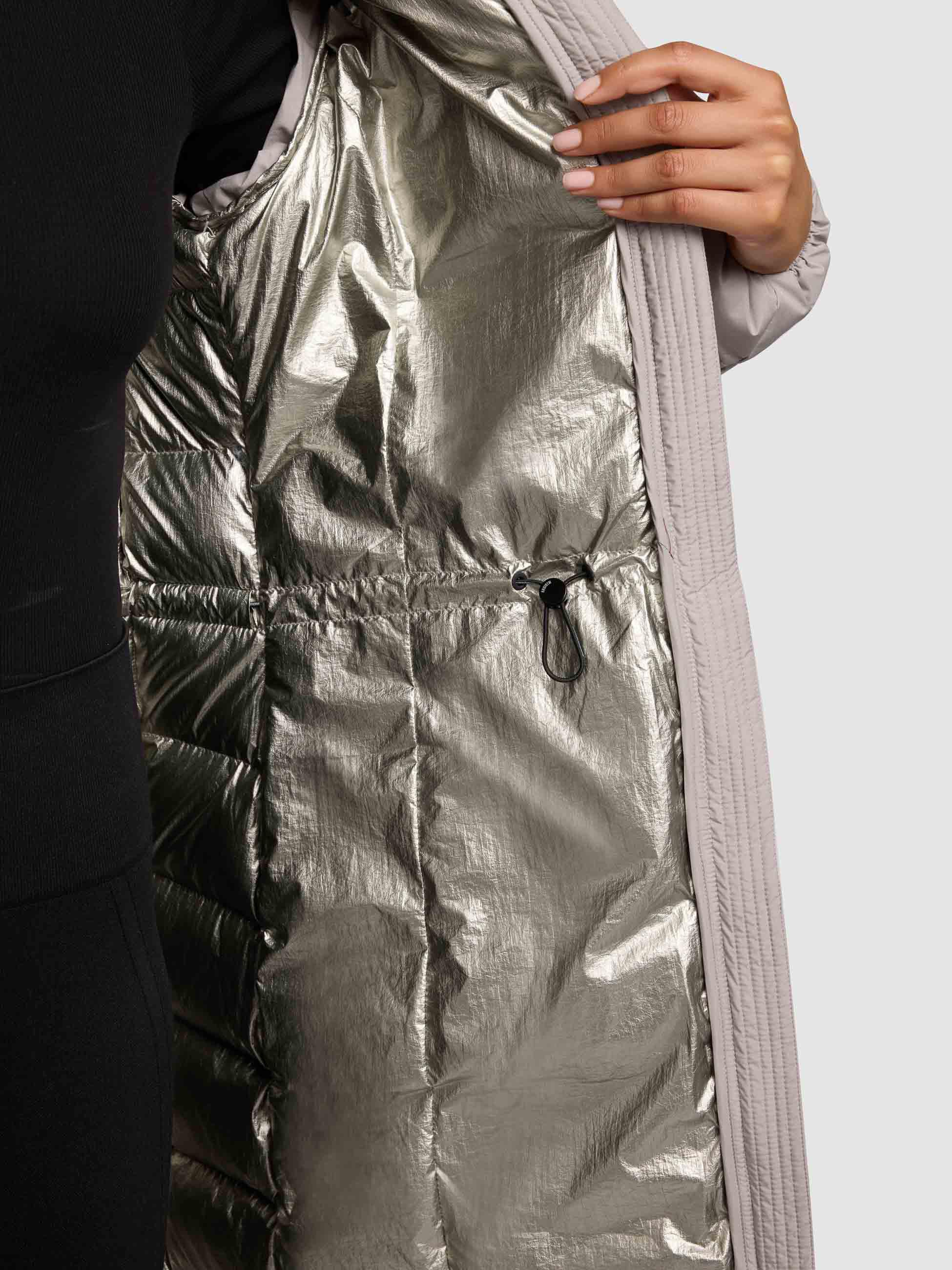 Warmer Steppmantel mit Kapuze Simmie-YM Blizzard Grey