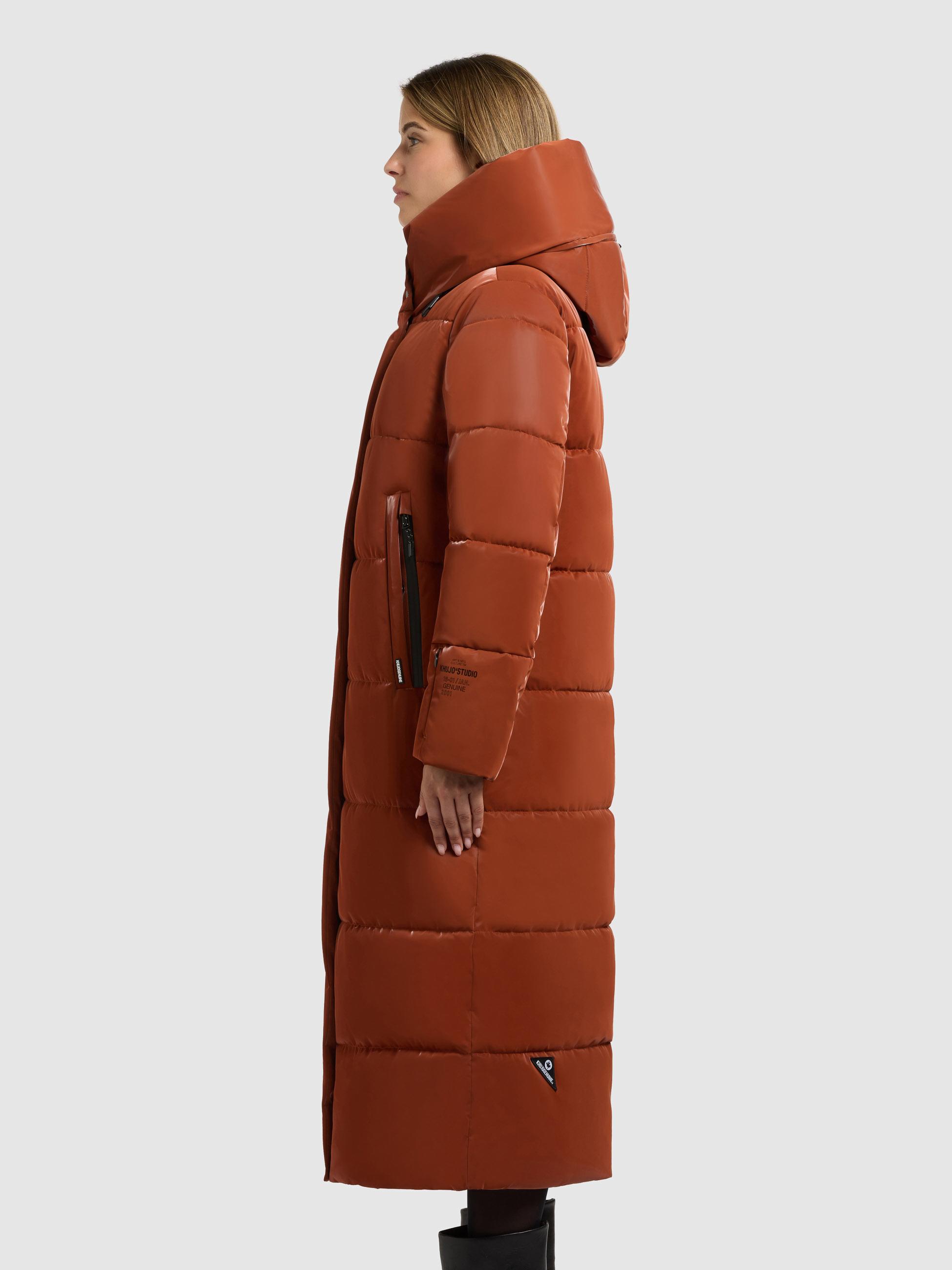 Wintermantel mit Kapuze "Soulani5 Shiny" Sienna Brown