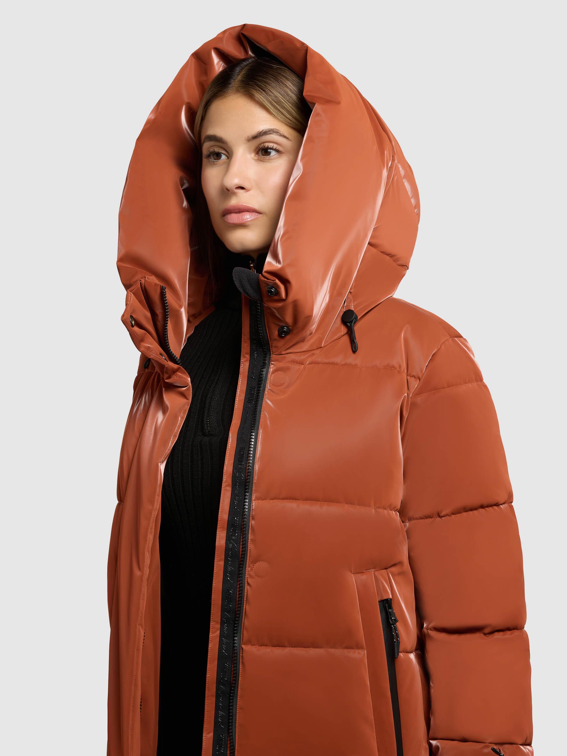 Wintermantel mit Kapuze "Soulani5 Shiny" Sienna Brown