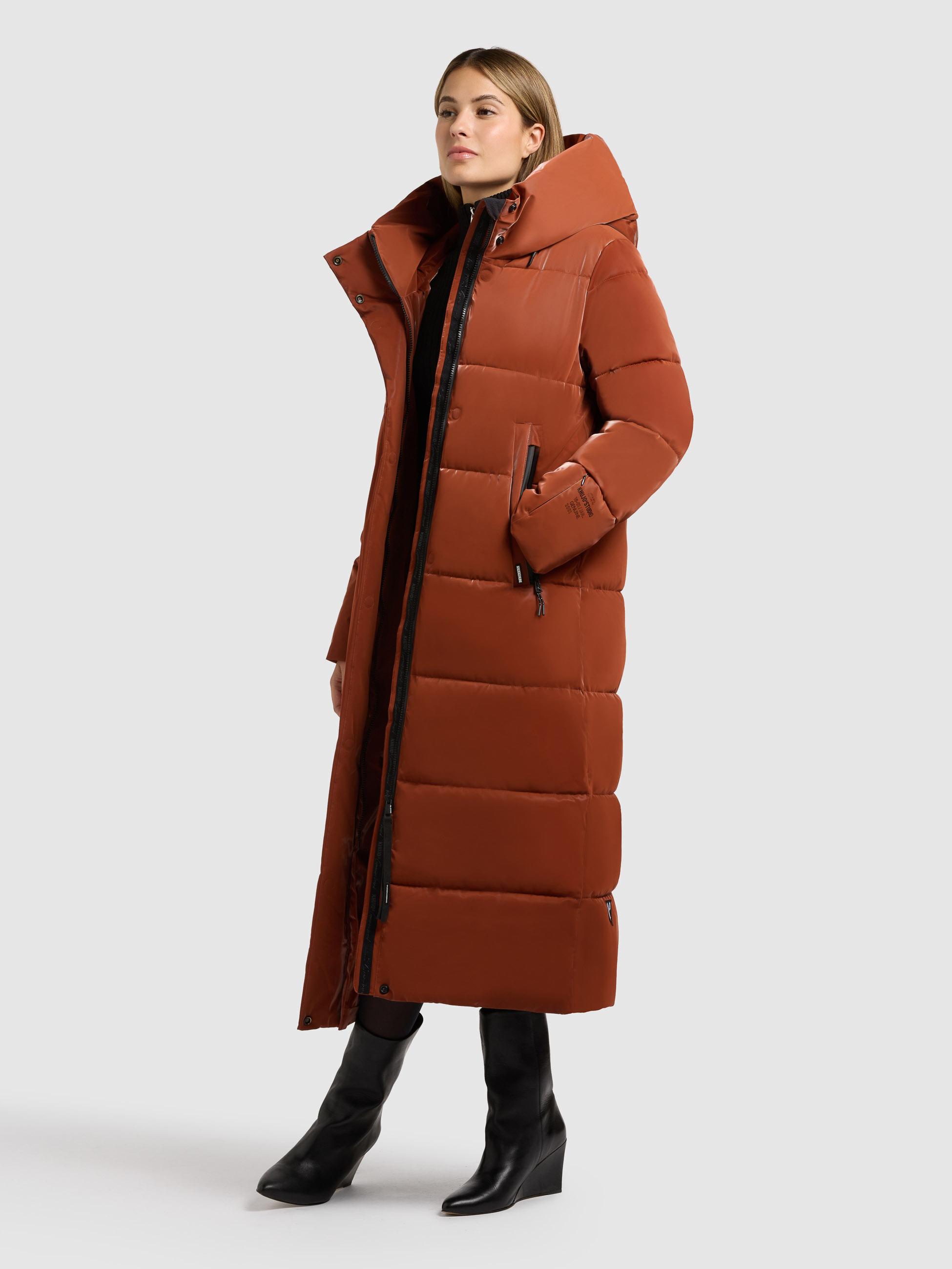 Wintermantel mit Kapuze "Soulani5 Shiny" Sienna Brown