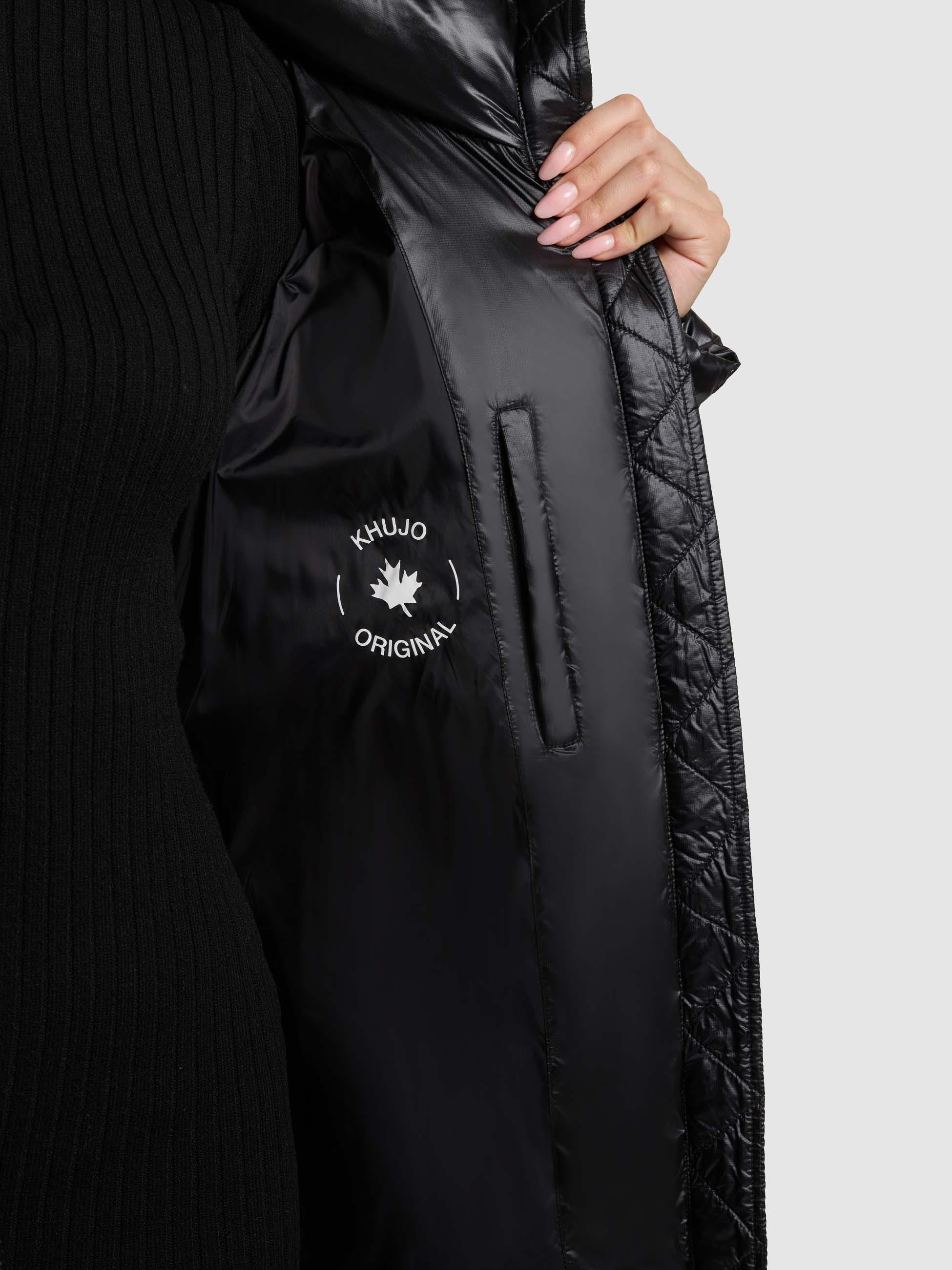Extralanger Steppmantel mit seitlichen Gehschlitzen "Tonia" Black