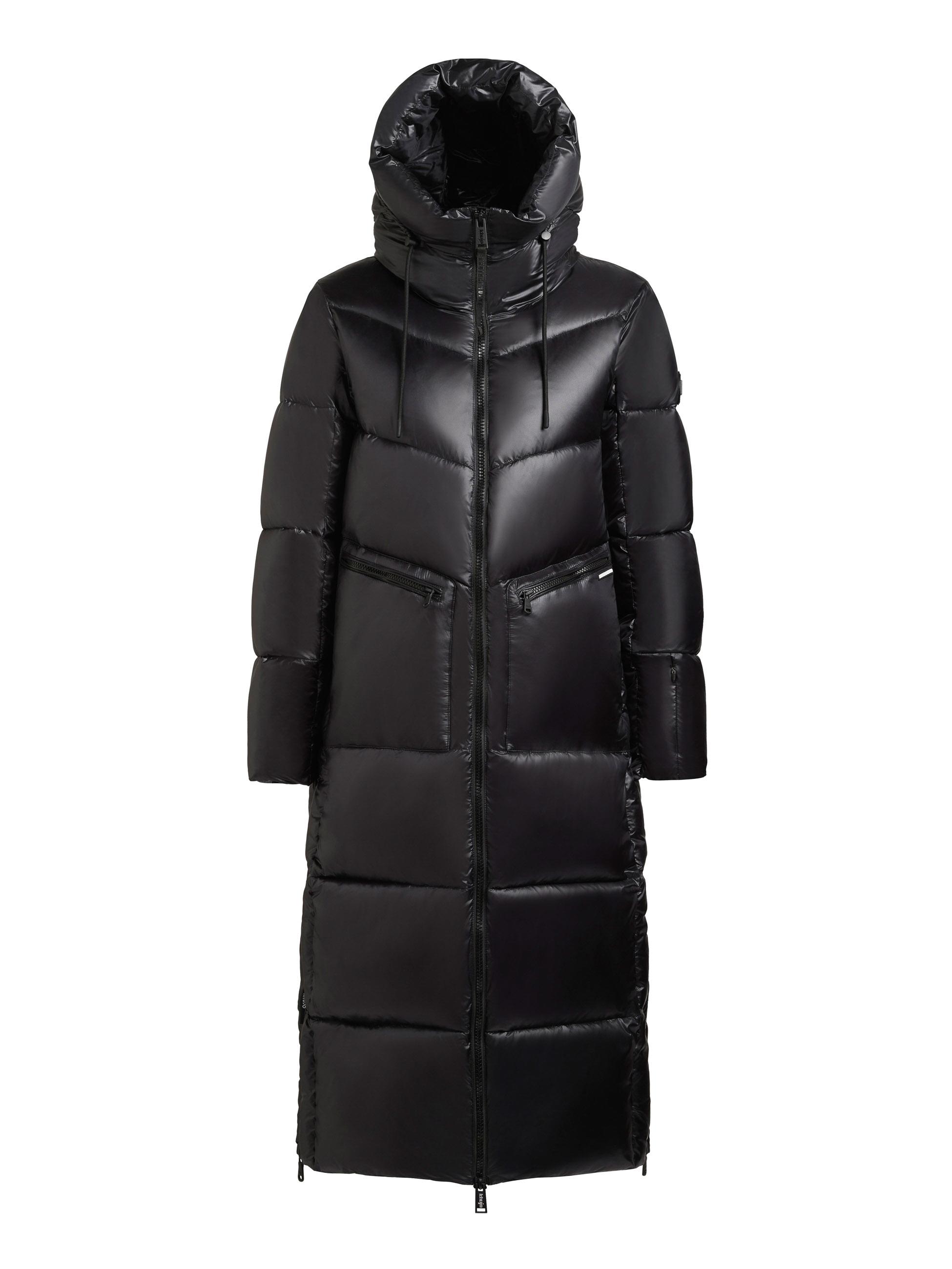 Extralanger Steppmantel mit seitlichen Gehschlitzen "Tonia" Black