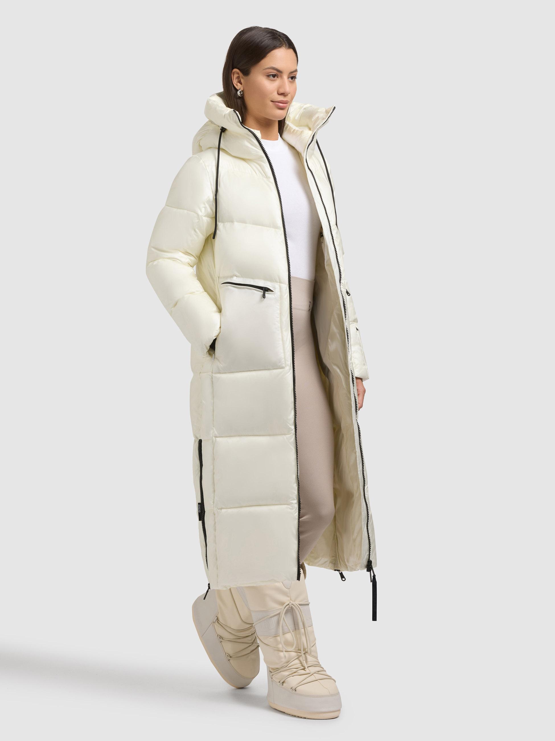 Extralanger Steppmantel mit seitlichen Gehschlitzen "Tonia" Luna White