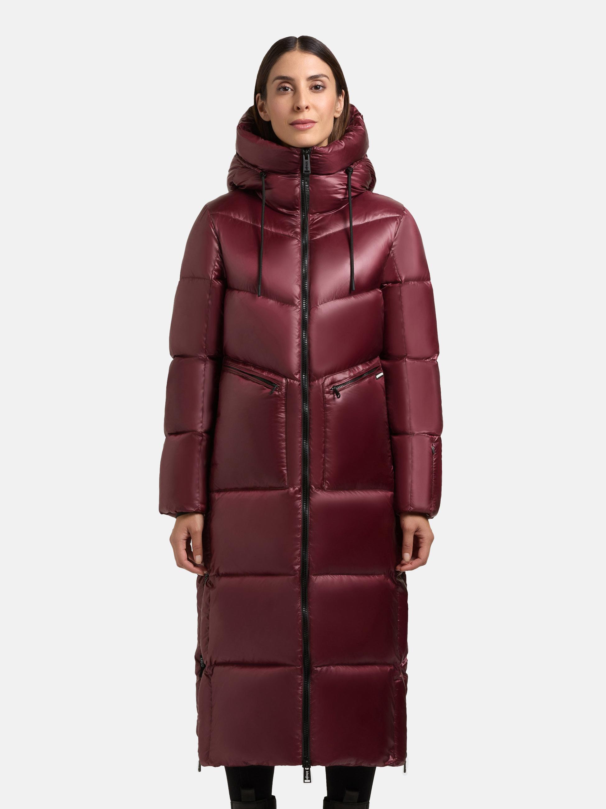 Extralanger Steppmantel mit seitlichen Gehschlitzen "Tonia" Mahagoni Red