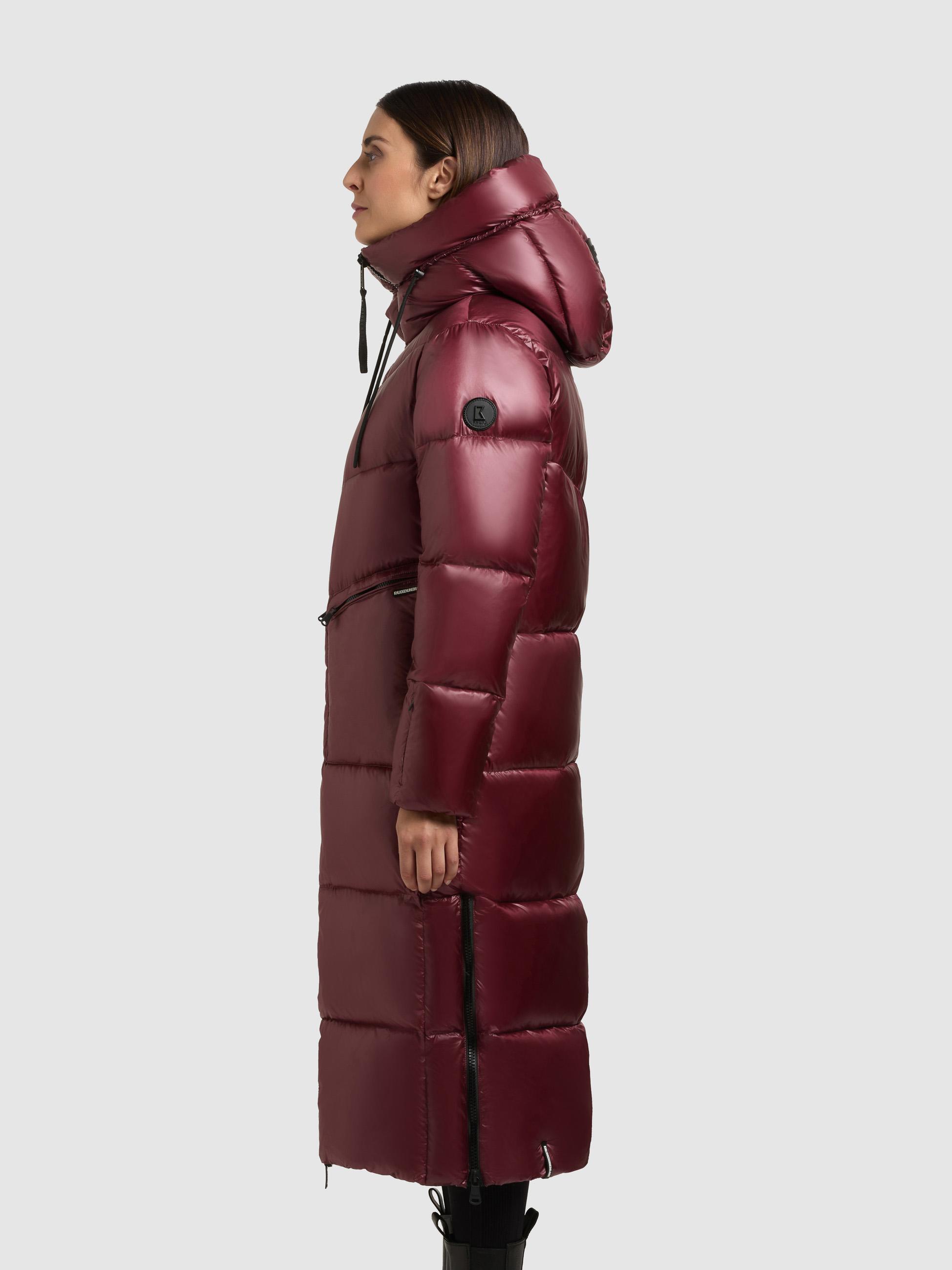 Extralanger Steppmantel mit seitlichen Gehschlitzen "Tonia" Mahagoni Red