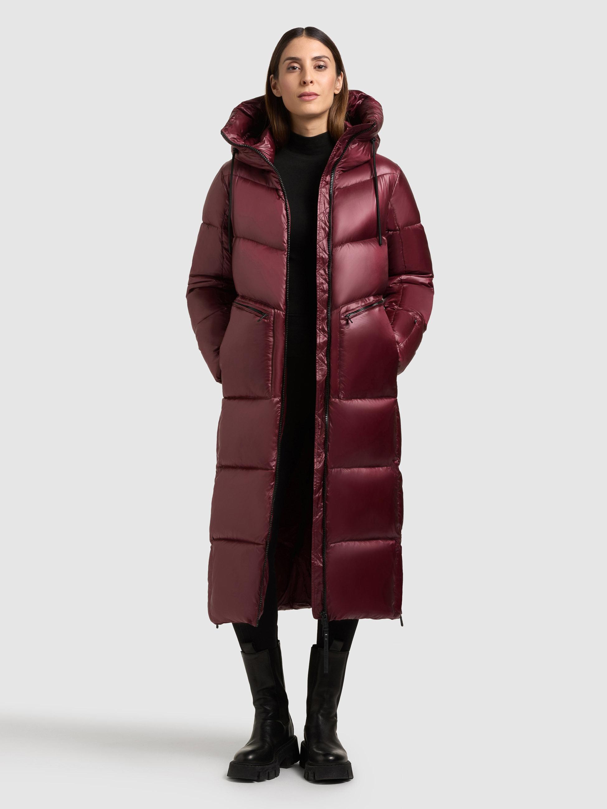Extralanger Steppmantel mit seitlichen Gehschlitzen "Tonia" Mahagoni Red