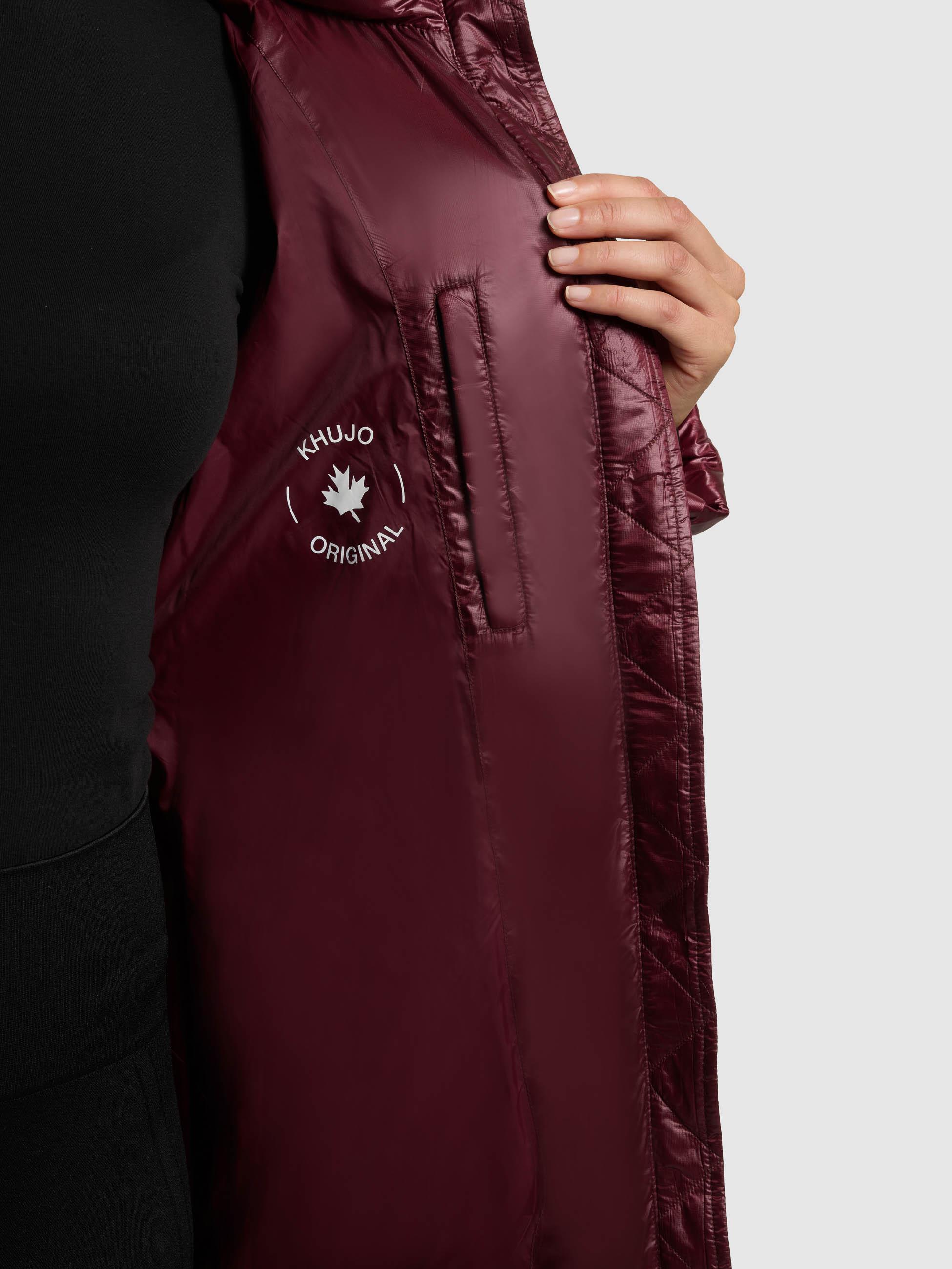 Extralanger Steppmantel mit seitlichen Gehschlitzen "Tonia" Mahagoni Red