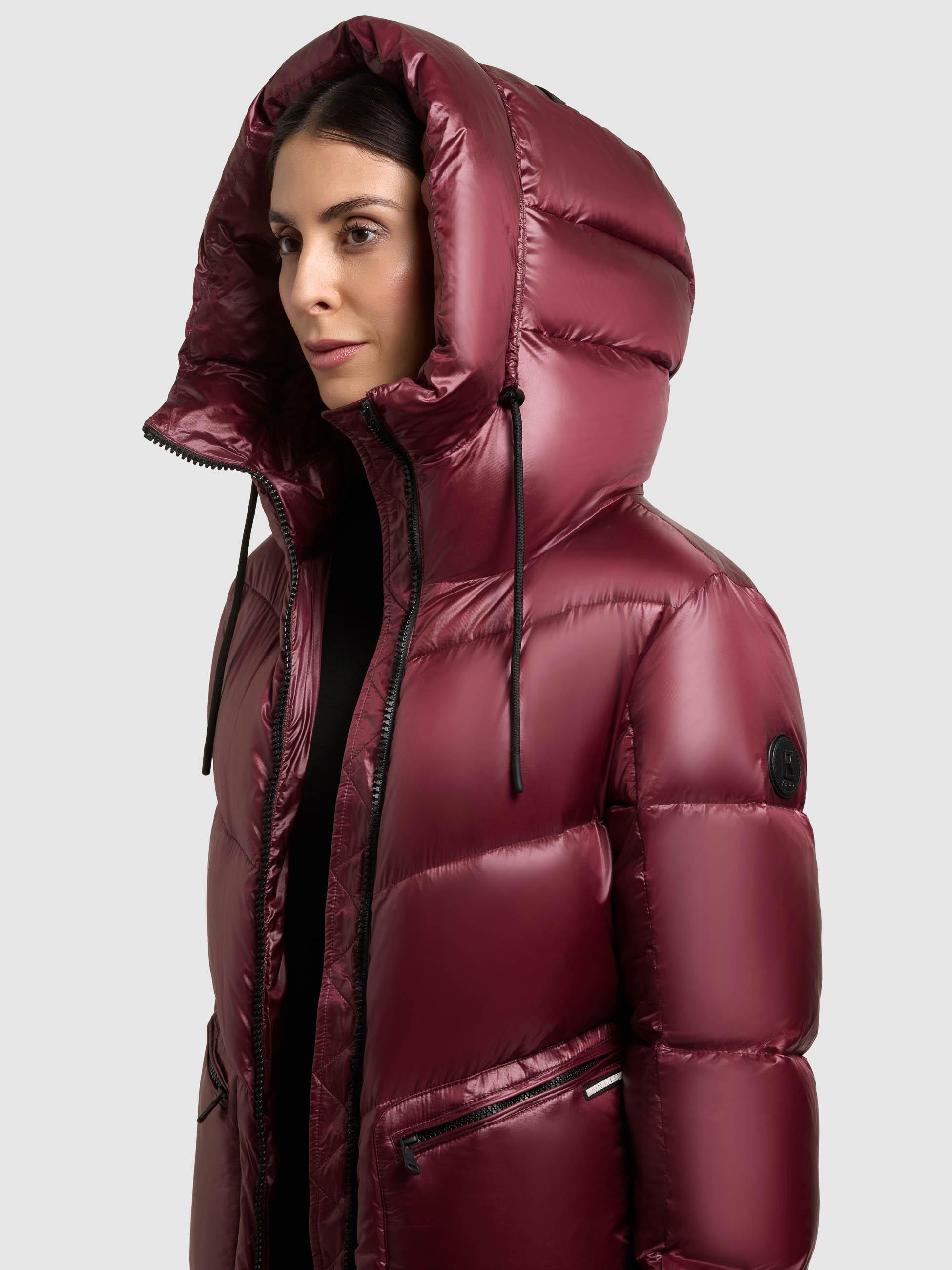 Extralanger Steppmantel mit seitlichen Gehschlitzen "Tonia" Mahagoni Red