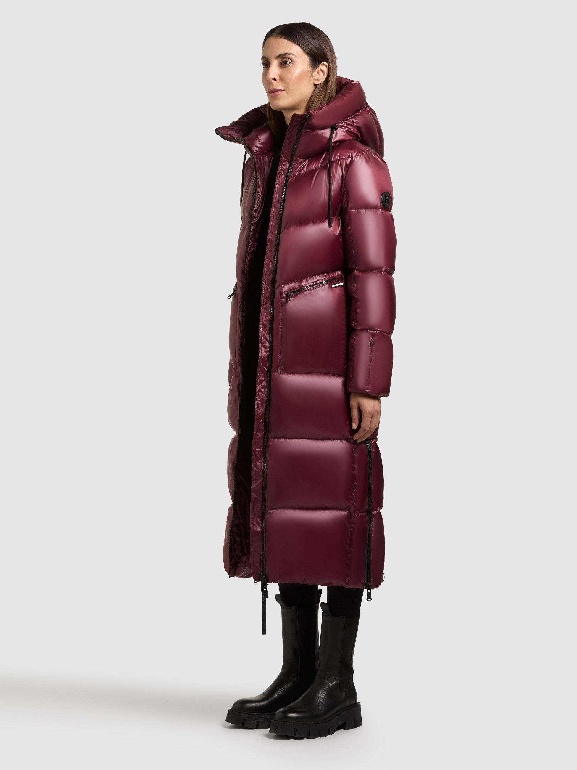 Extralanger Steppmantel mit seitlichen Gehschlitzen "Tonia" Mahagoni Red
