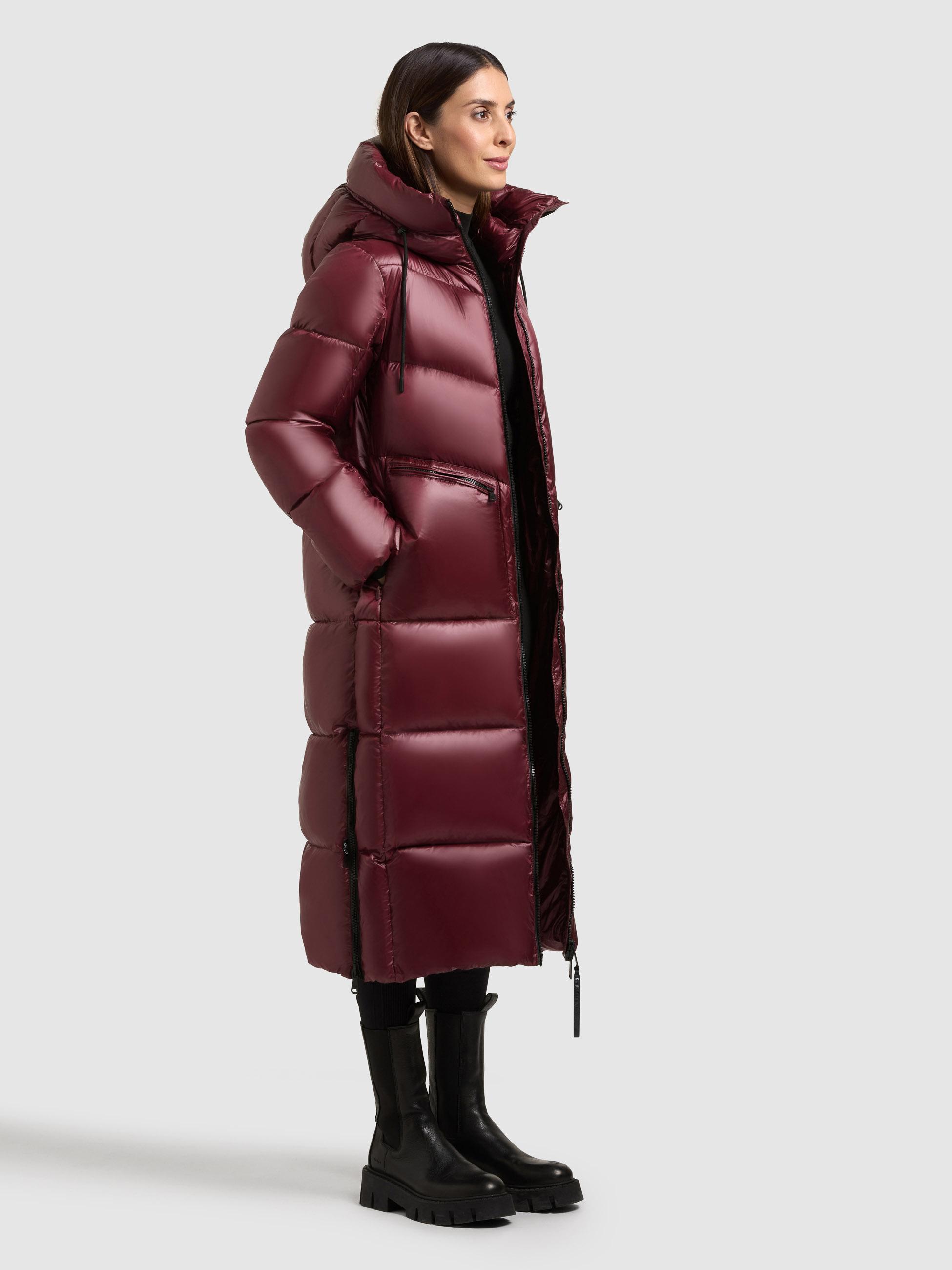 Extralanger Steppmantel mit seitlichen Gehschlitzen "Tonia" Mahagoni Red