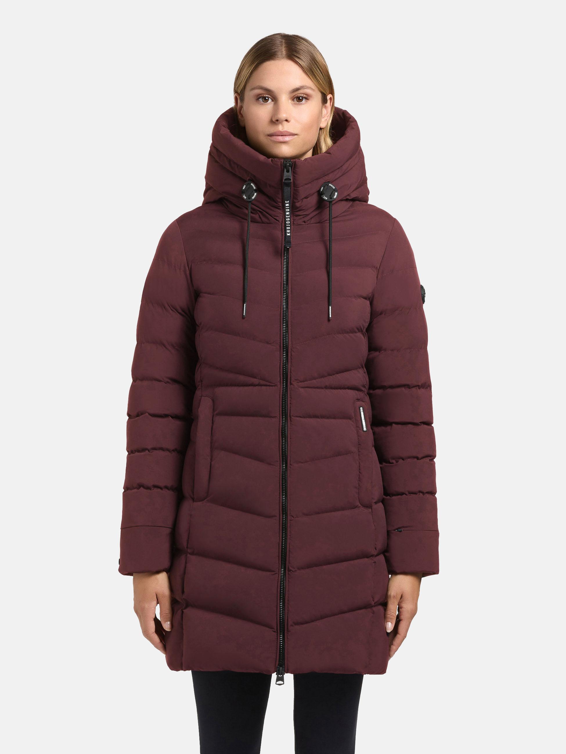 Winter Steppmantel mit großer Kapuze "Tuhani5" Moscato Red