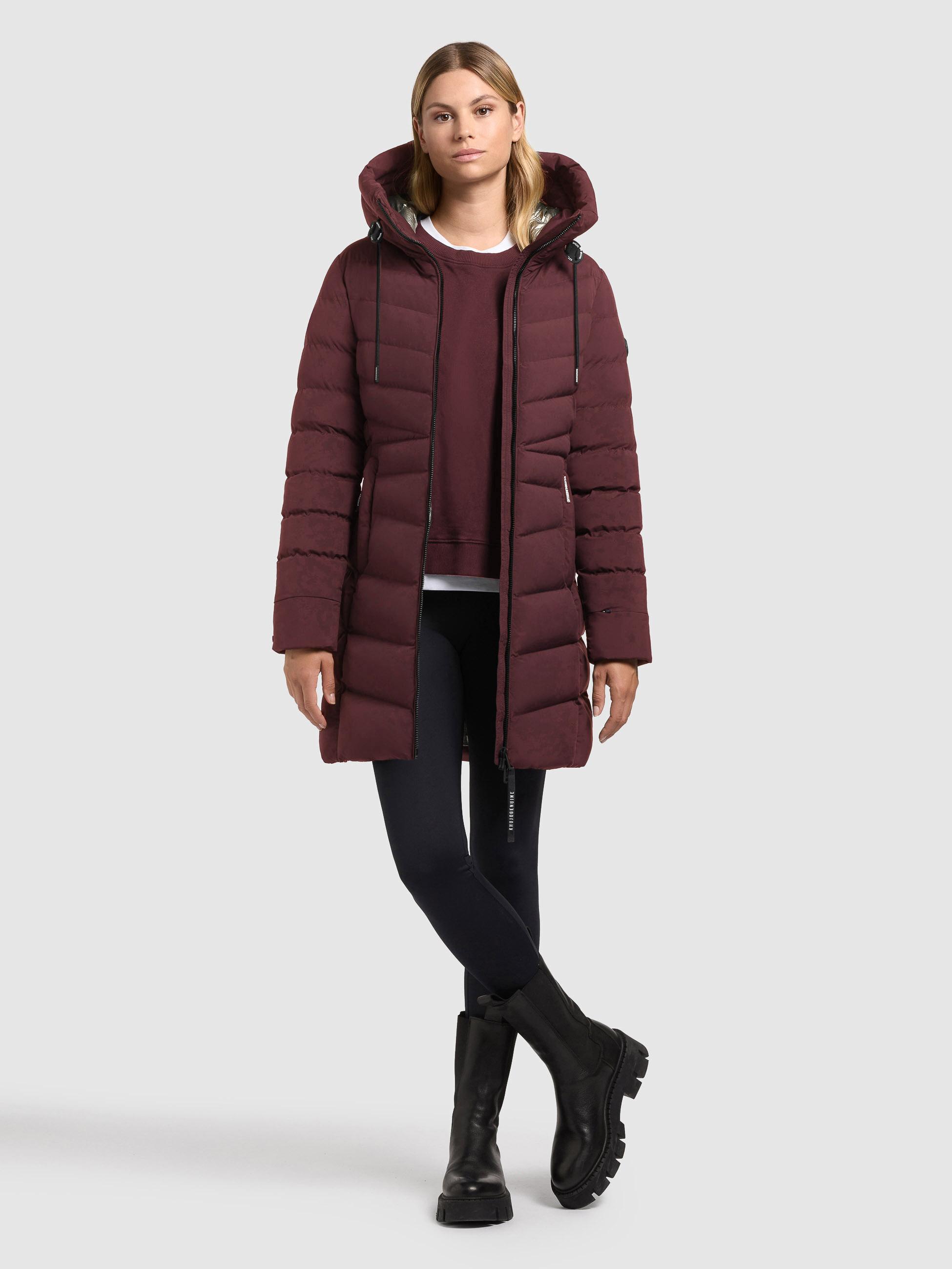 Winter Steppmantel mit großer Kapuze "Tuhani5" Moscato Red