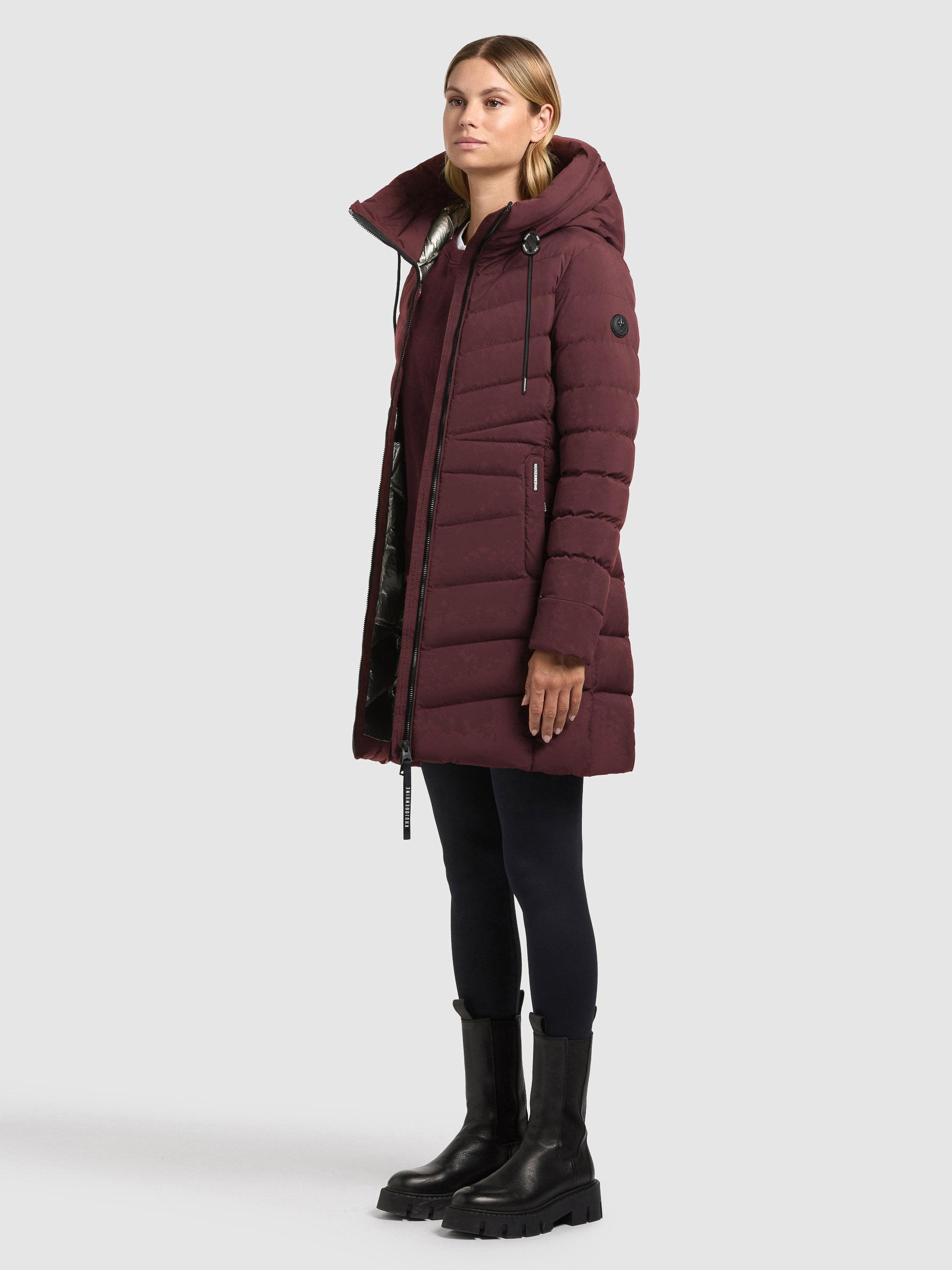 Winter Steppmantel mit großer Kapuze "Tuhani5" Moscato Red